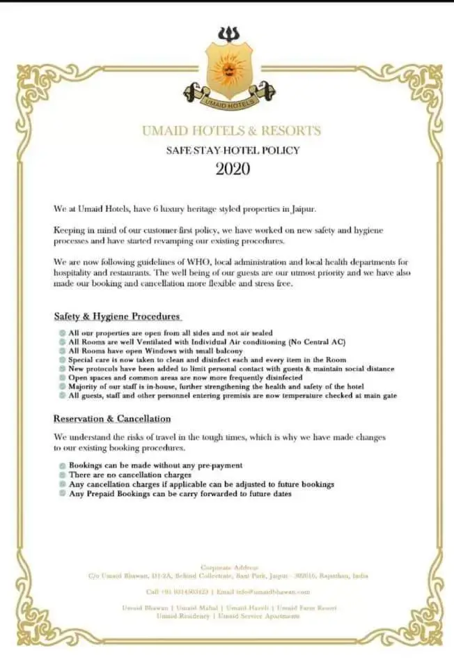 Certificate/Award, Logo/Certificate/Sign/Award in Umaid Residency - A Regal Heritage Home