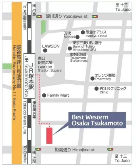 Street view, Floor Plan in Best Western Osaka Tsukamoto