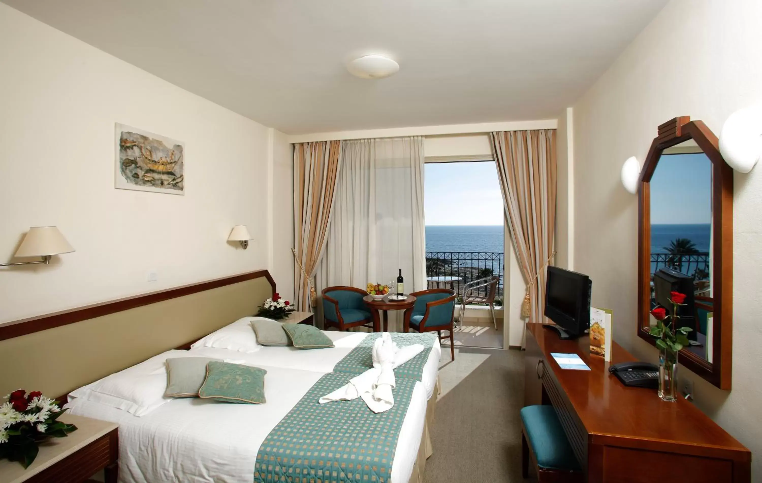 Bedroom, Sea View in Aquamare Beach Hotel & Spa