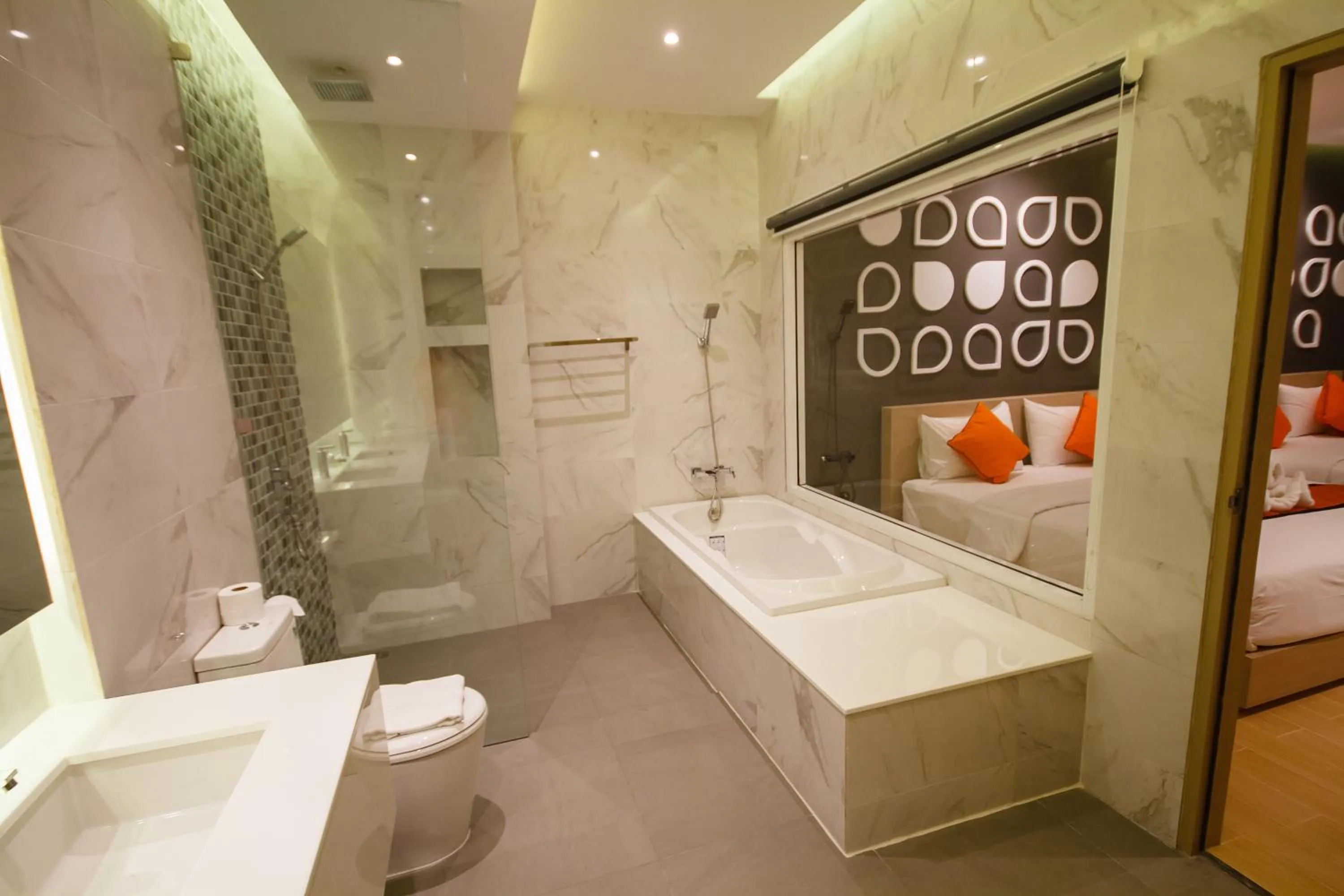 Bathroom, Bed in Platinum Hotel and Apartments