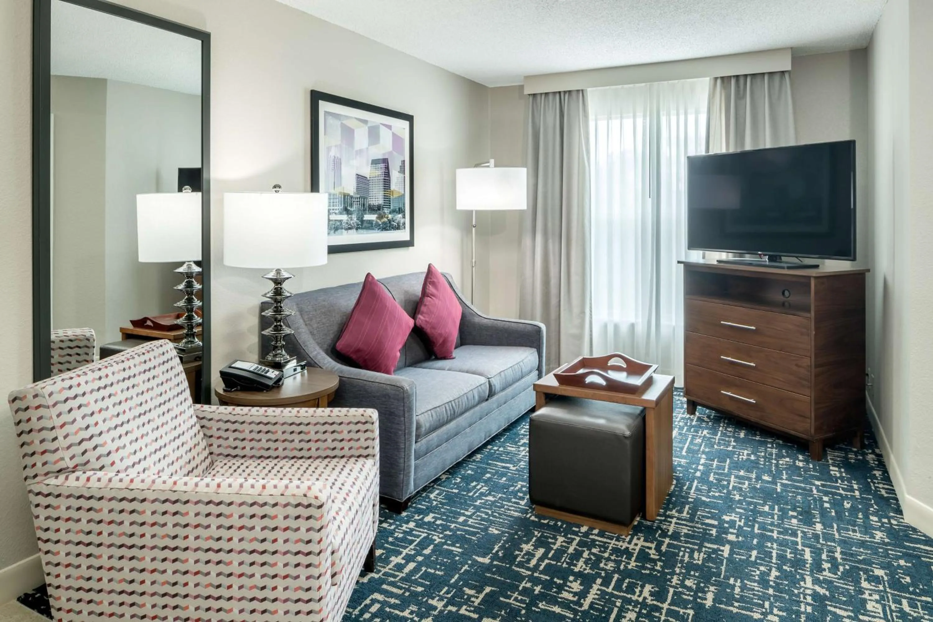 Living room in Homewood Suites by Hilton Austin NW near The Domain