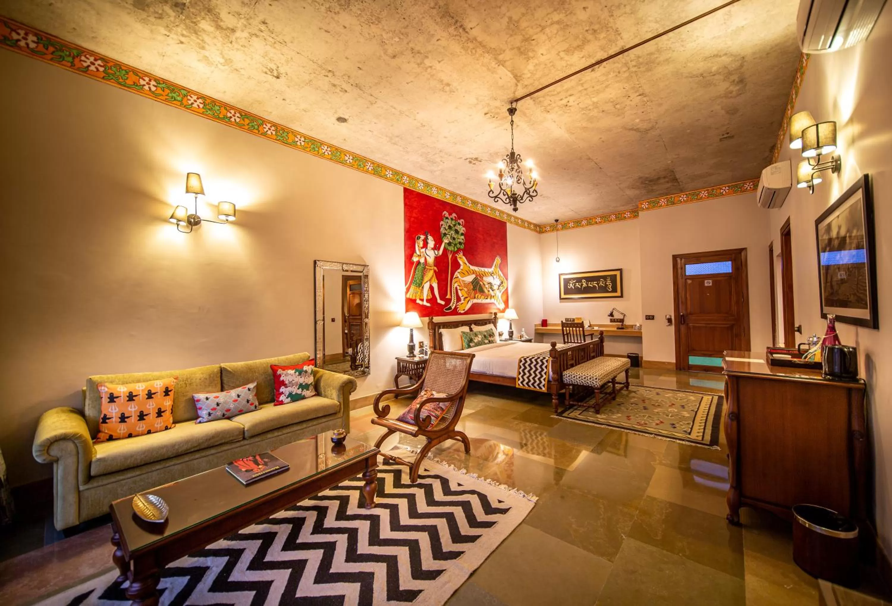 Seating area, Bed in Tree of Life Resort & Spa Varanasi