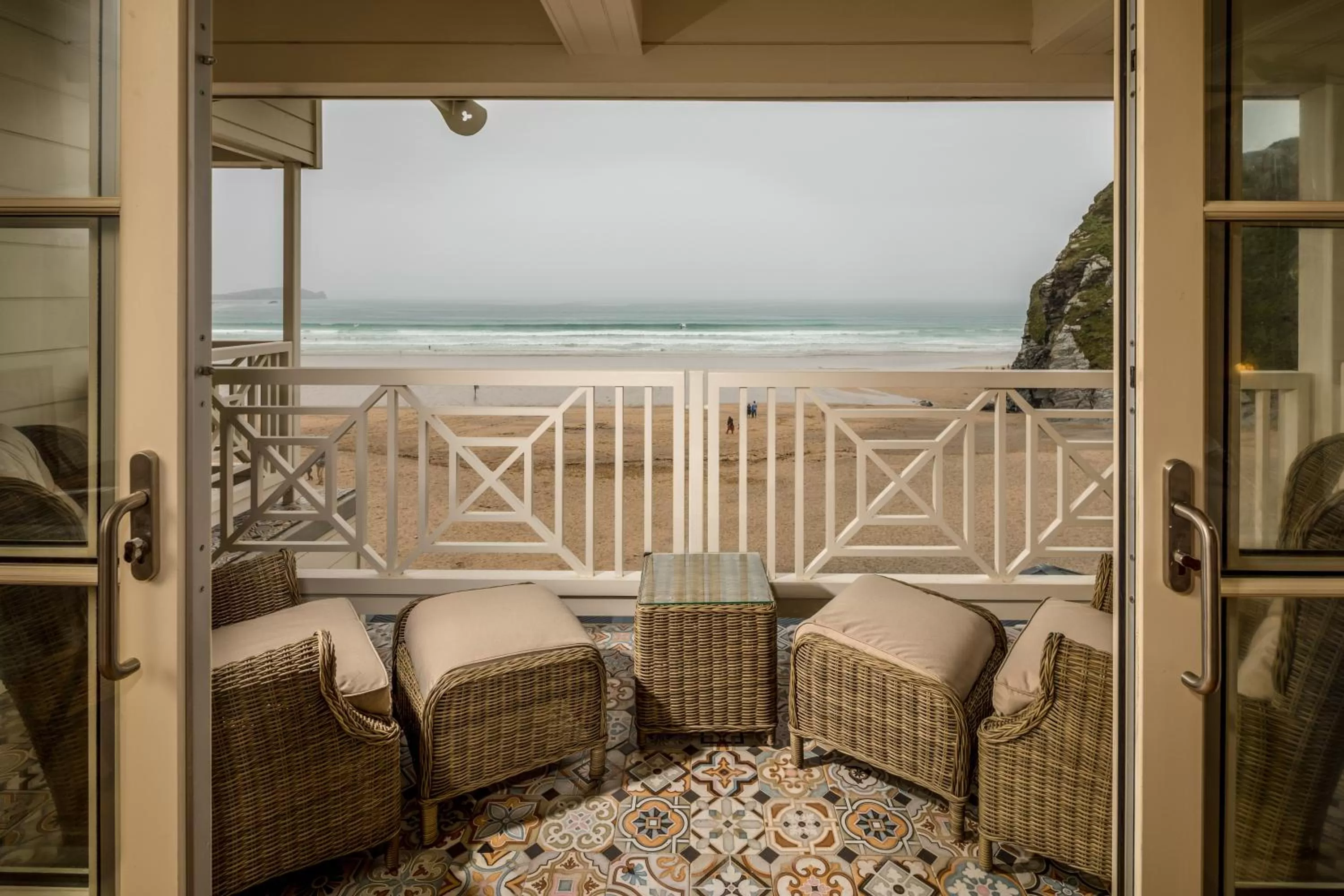 Balcony/Terrace in Tolcarne Beach Colonial Restaurant and Rooms
