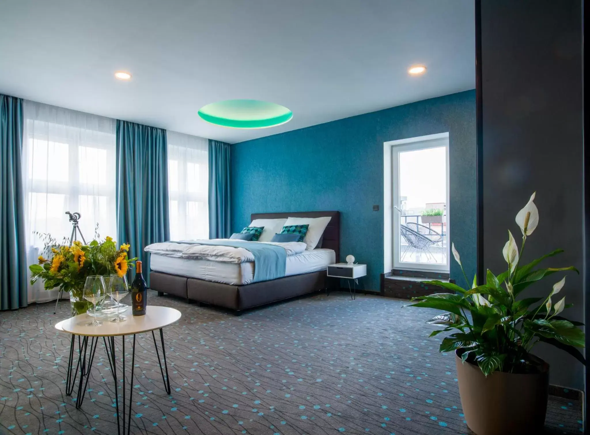 Balcony/Terrace, Bed in Rooftop Planet Prague Hotel Balcony/Terrace, Bed in Rooftop Planet Prague Hotel