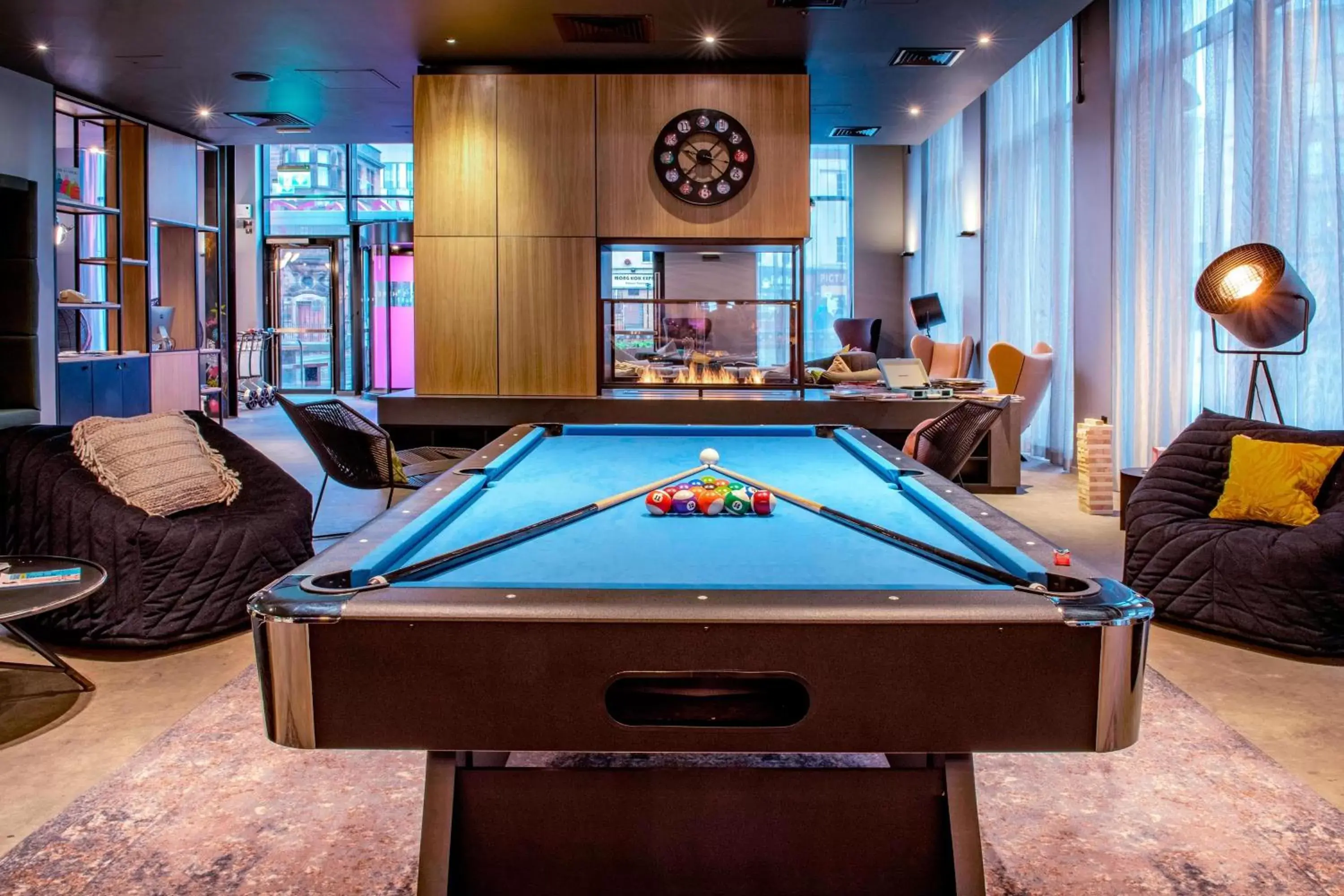 Lobby or reception, Billiards in Moxy Glasgow Merchant City