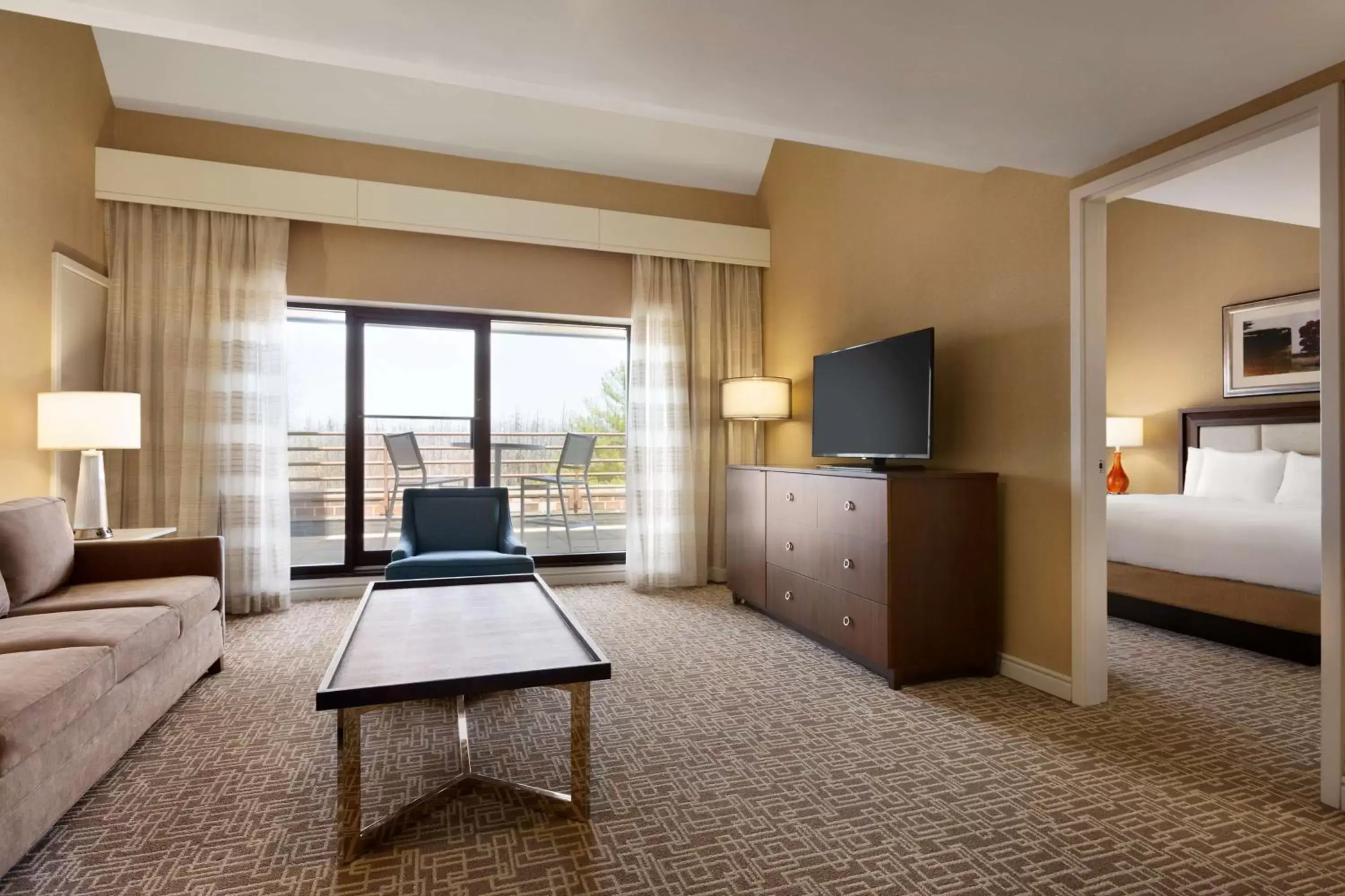 Bedroom, TV/Entertainment Center in Hilton Boston Dedham