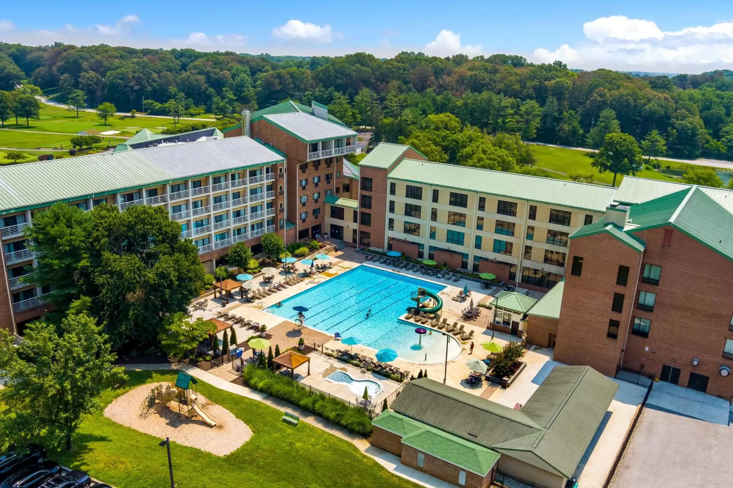 Bird's eye view, Pool View in Turf Valley Resort