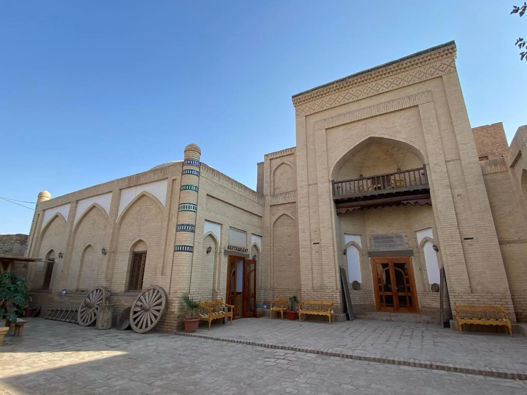 Facade/entrance in madrasah Polvon-Qori boutique hotel XIX century