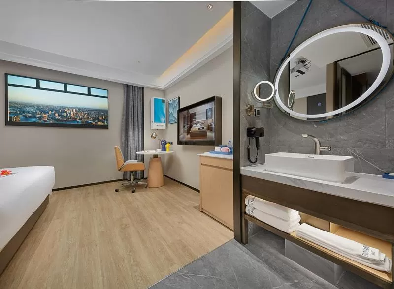 TV and multimedia, Bed in Fengyue Light Shang Hotel Guangzhou Baiyun Airport Store