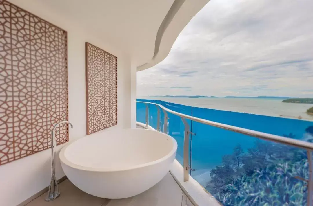 Balcony/Terrace, Bathroom in Howard Johnson Plaza by Wyndham Blue Bay Sihanoukville