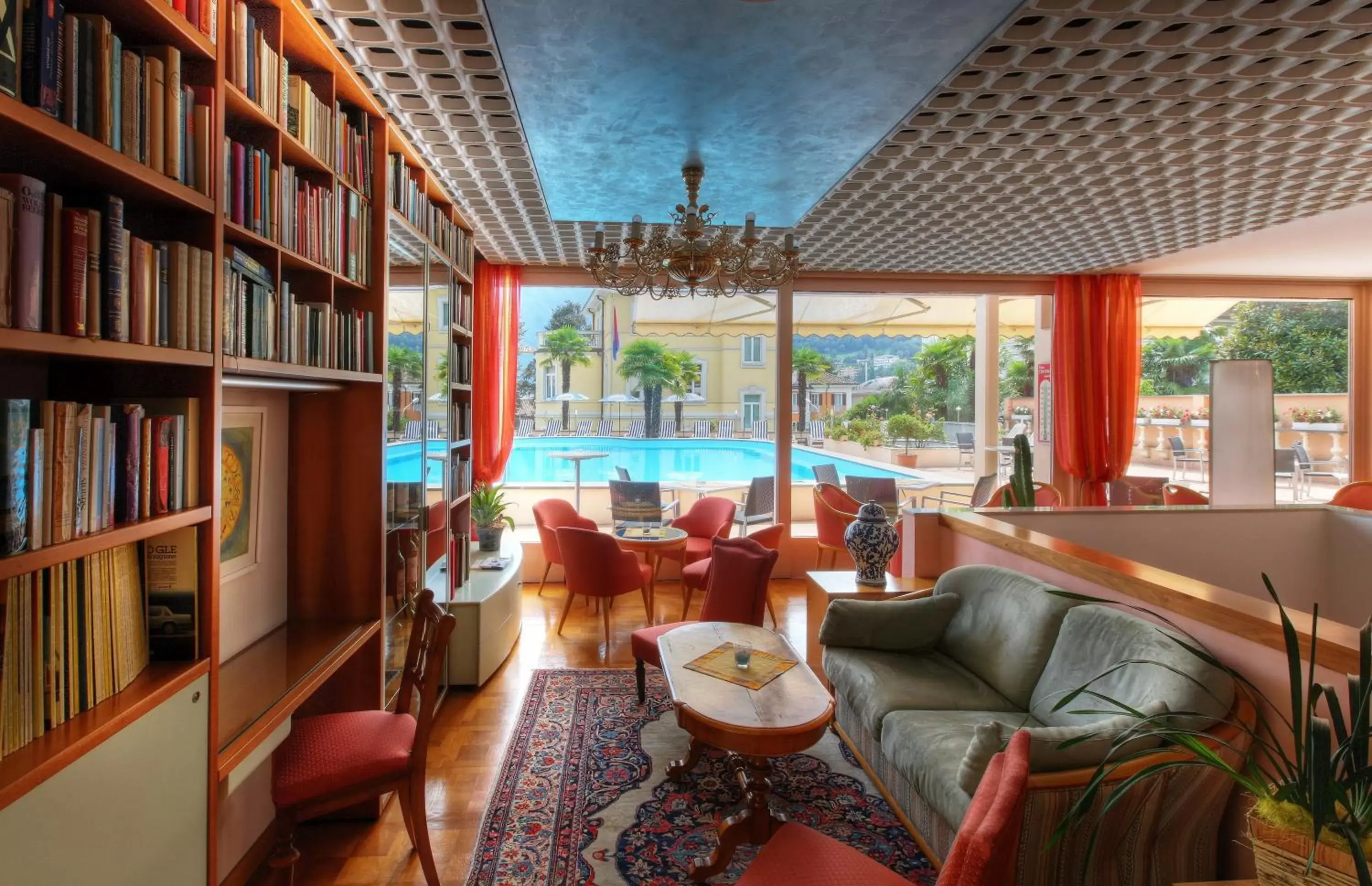 Library, Pool View in Hotel Delfino Lugano