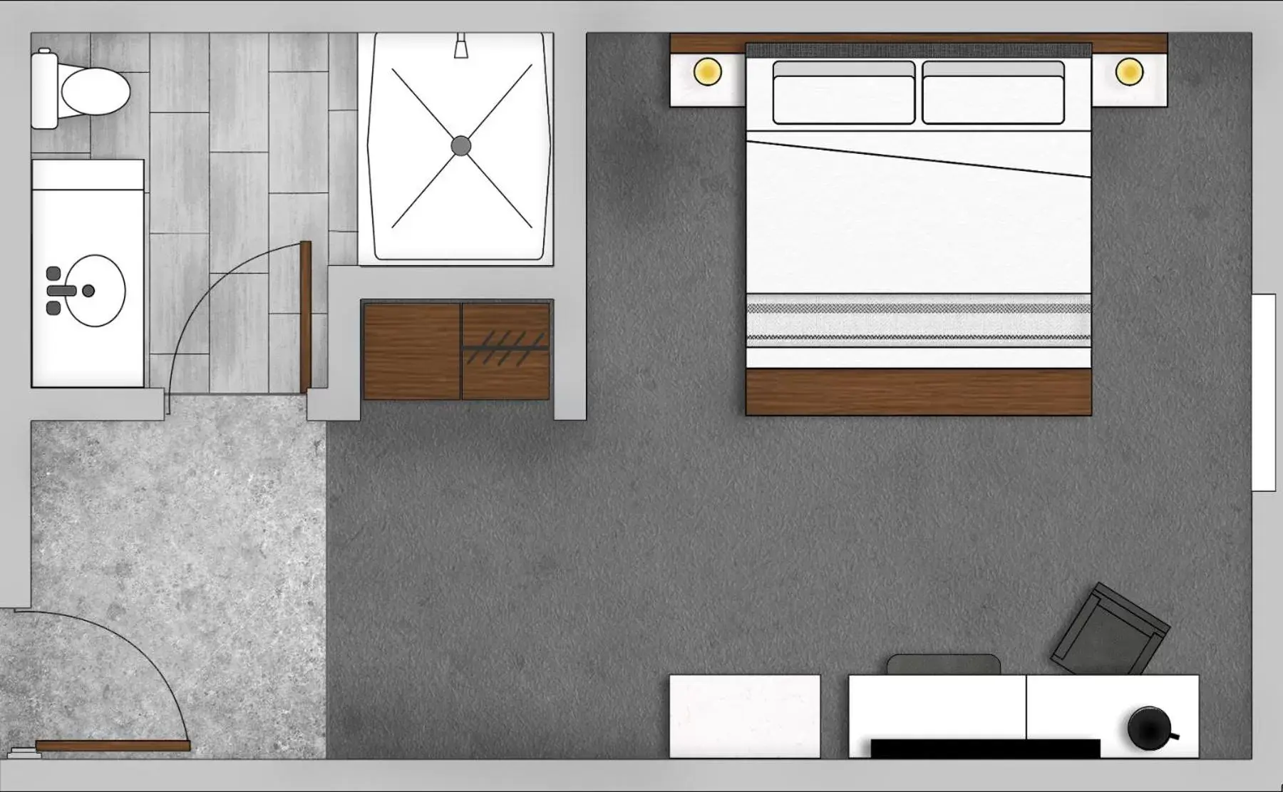 Photo of the whole room, Floor Plan in Hotel Millwright