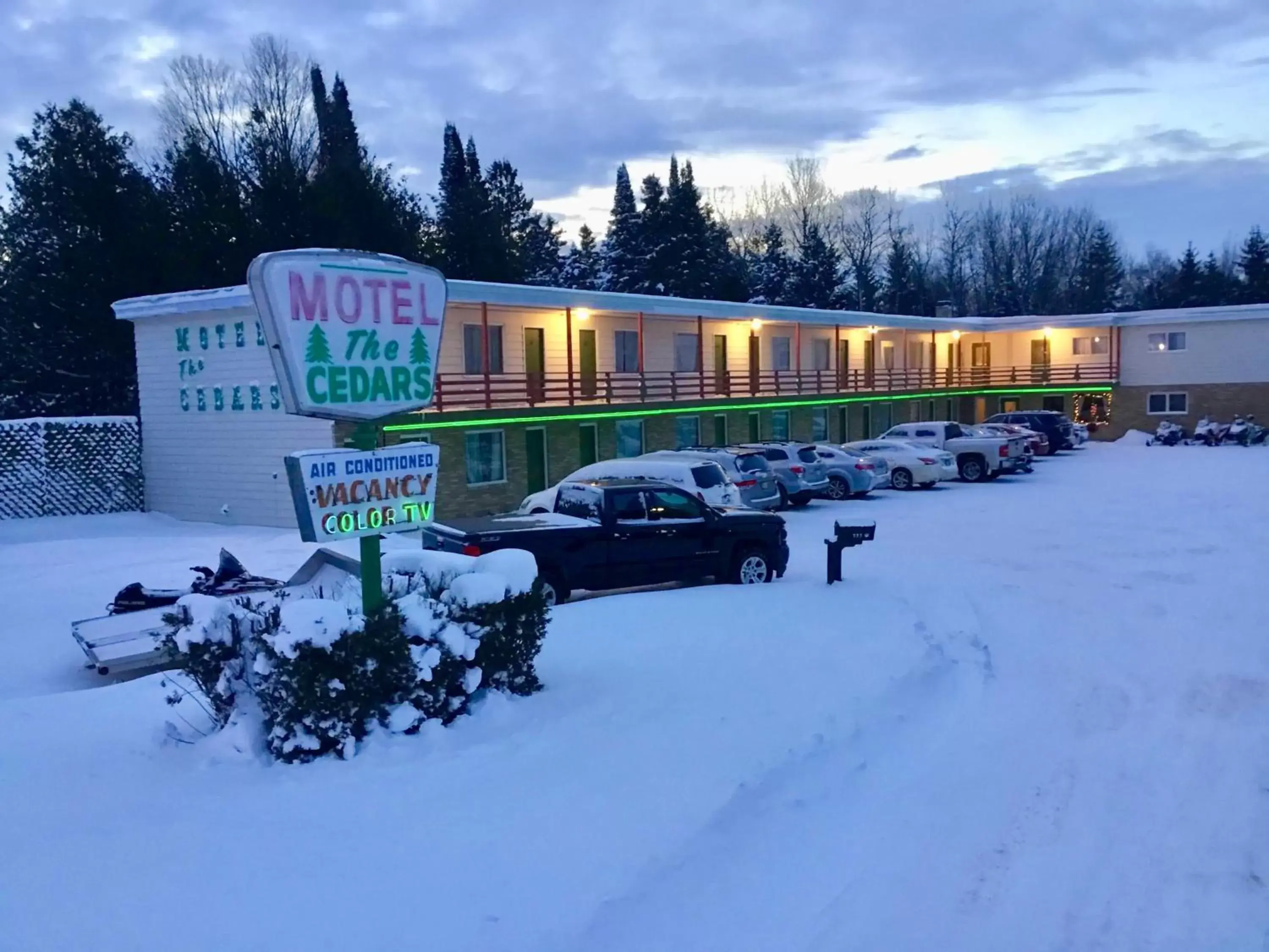Facade/entrance, Winter in Cedars Motel