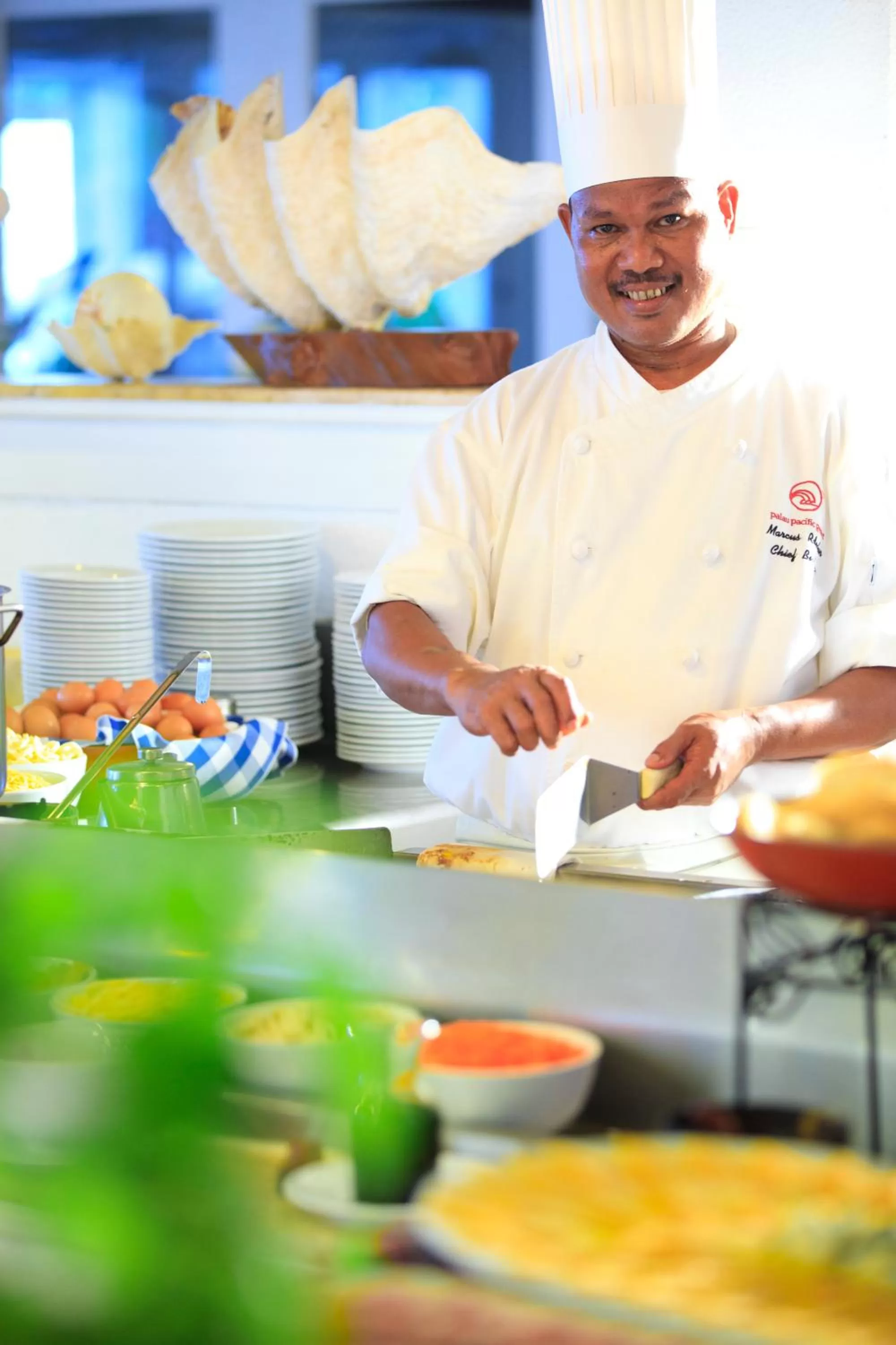 Buffet breakfast in Palau Pacific Resort & The Pristine Villas and Bungalows