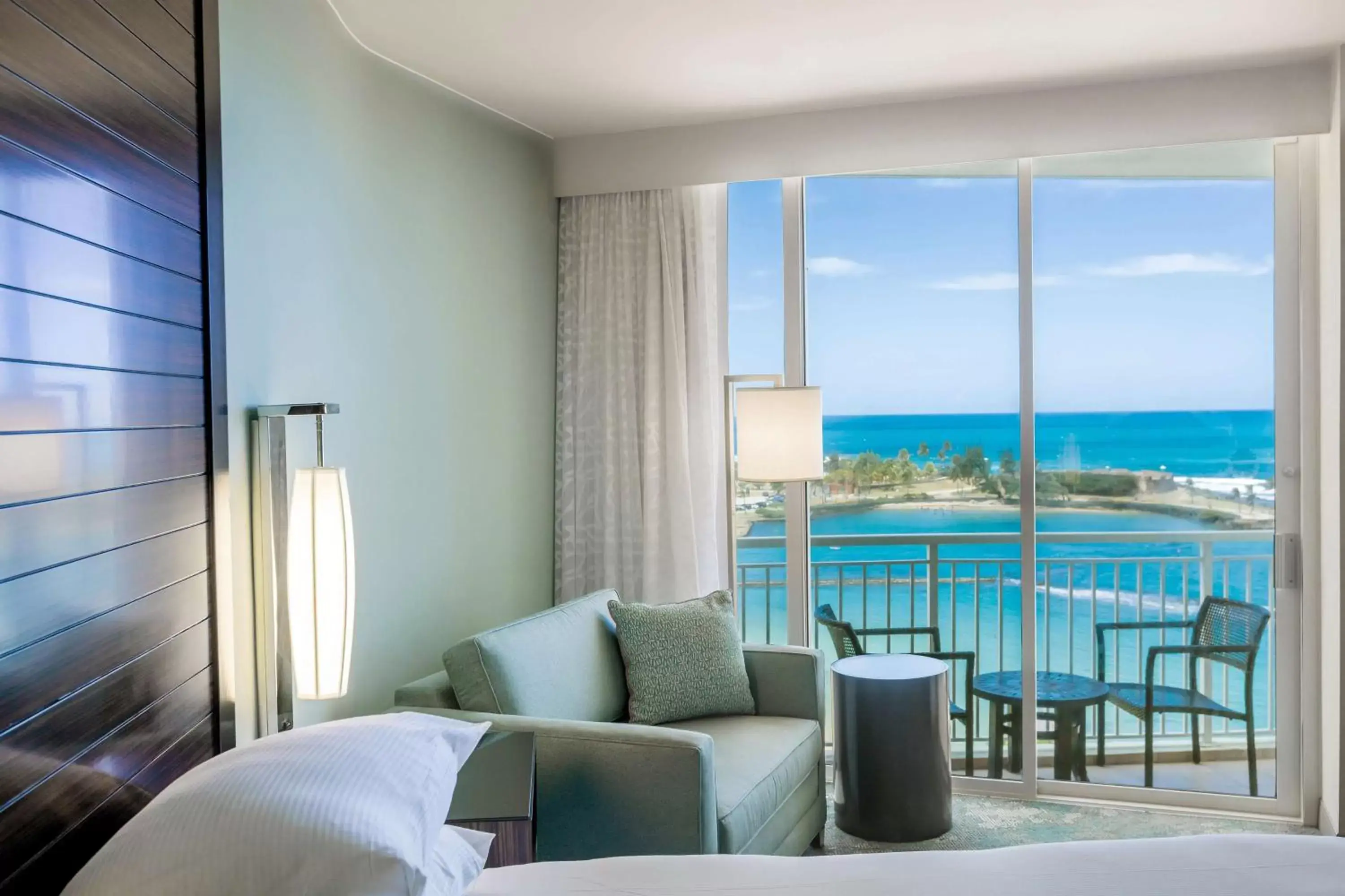 Living room, Pool View in Caribe Hilton