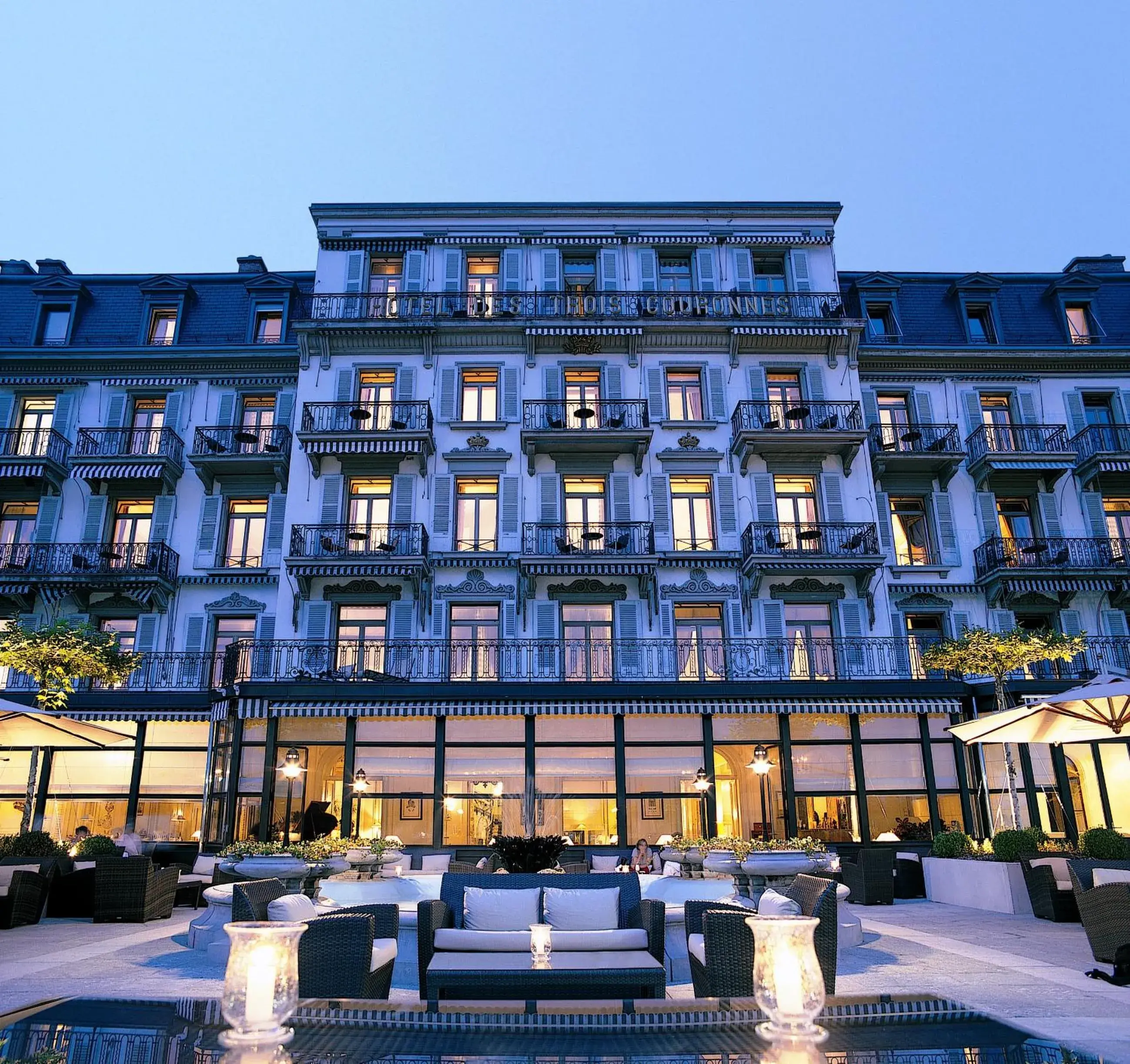 Patio, Property Building in Hotel Des Trois Couronnes & Spa - The Leading Hotels of the World