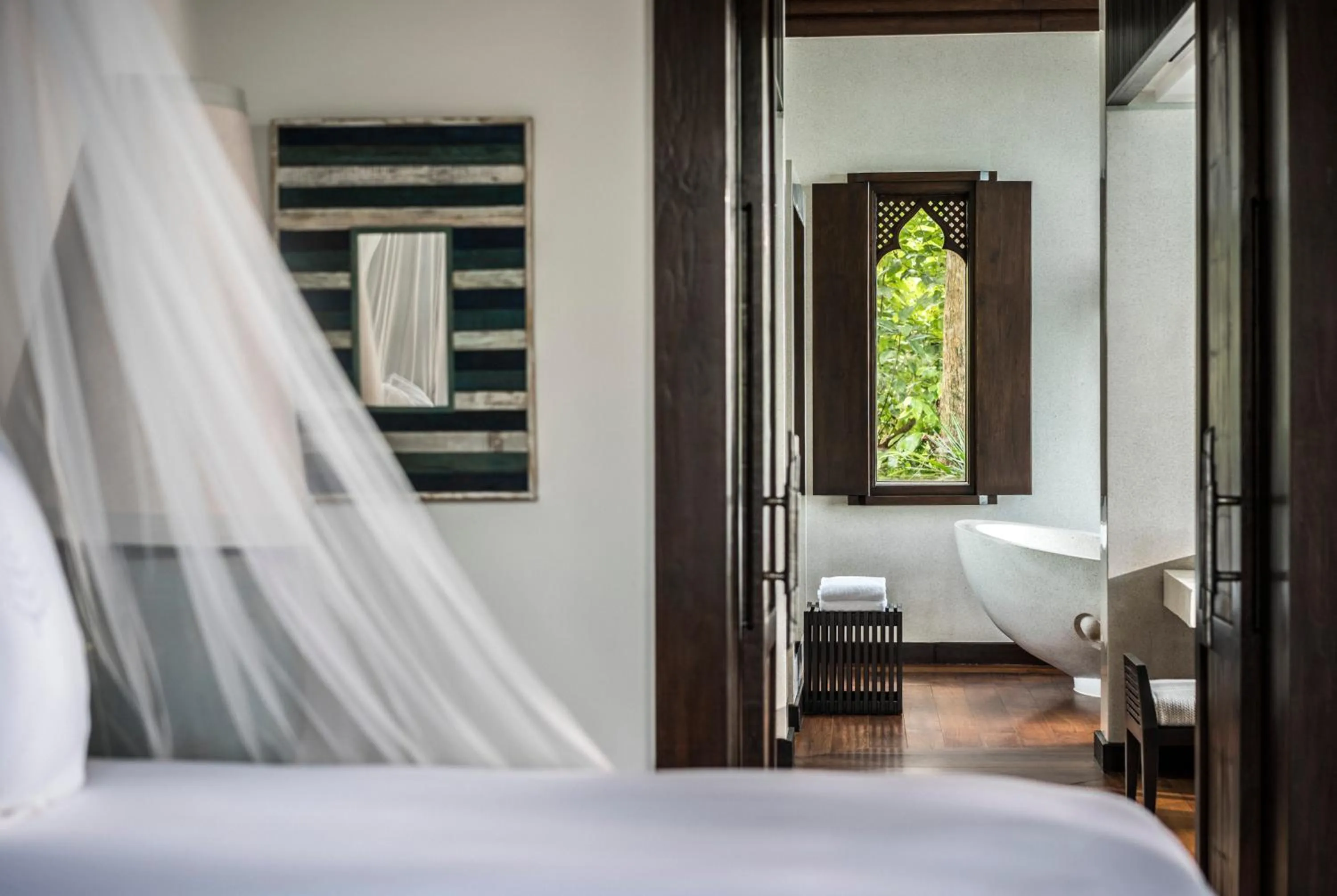 Bathroom, Bed in Four Seasons Resort Koh Samui