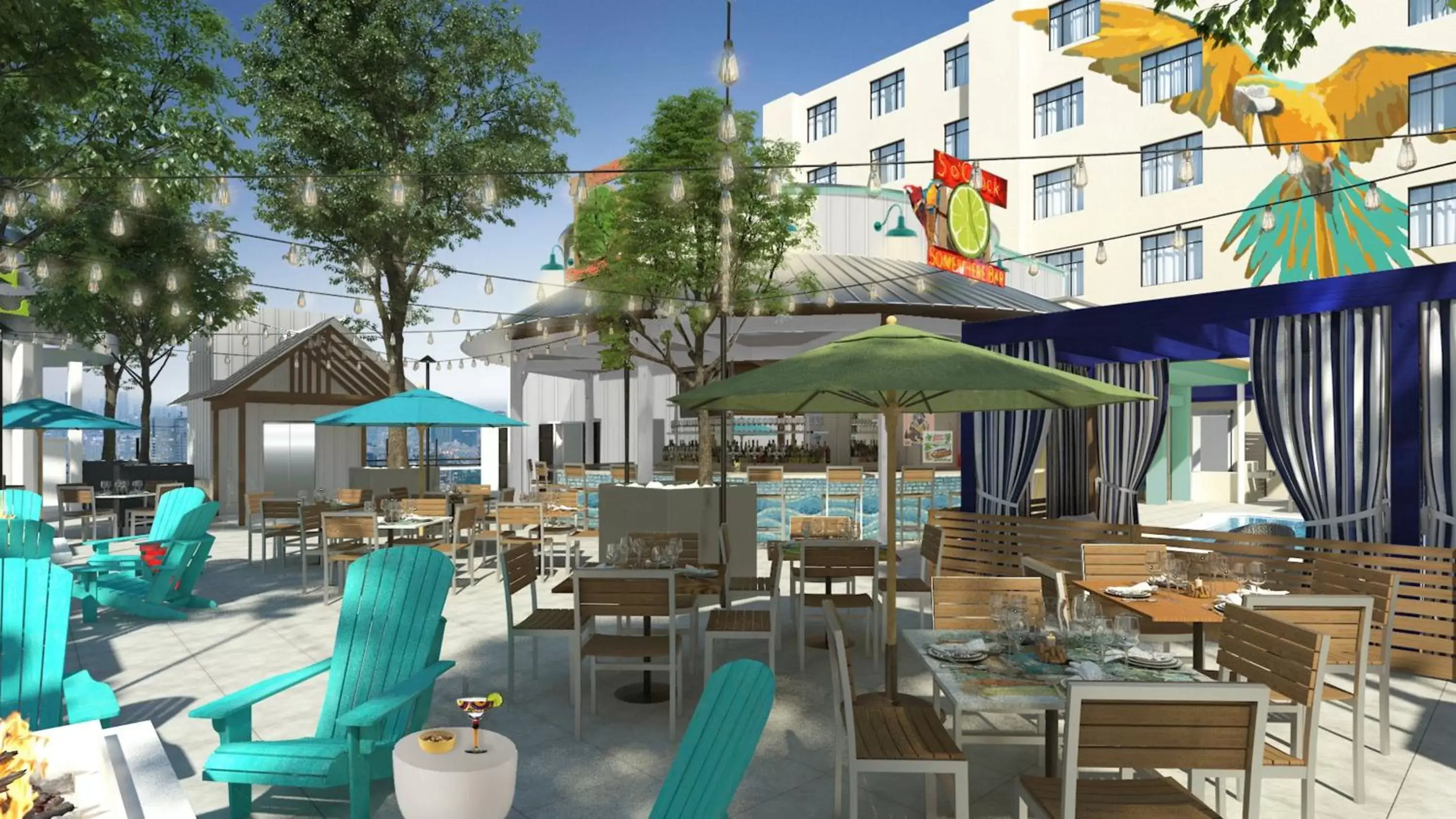 Seating area, Restaurant/Places to Eat in Margaritaville Hotel San Diego Gaslamp Quarter