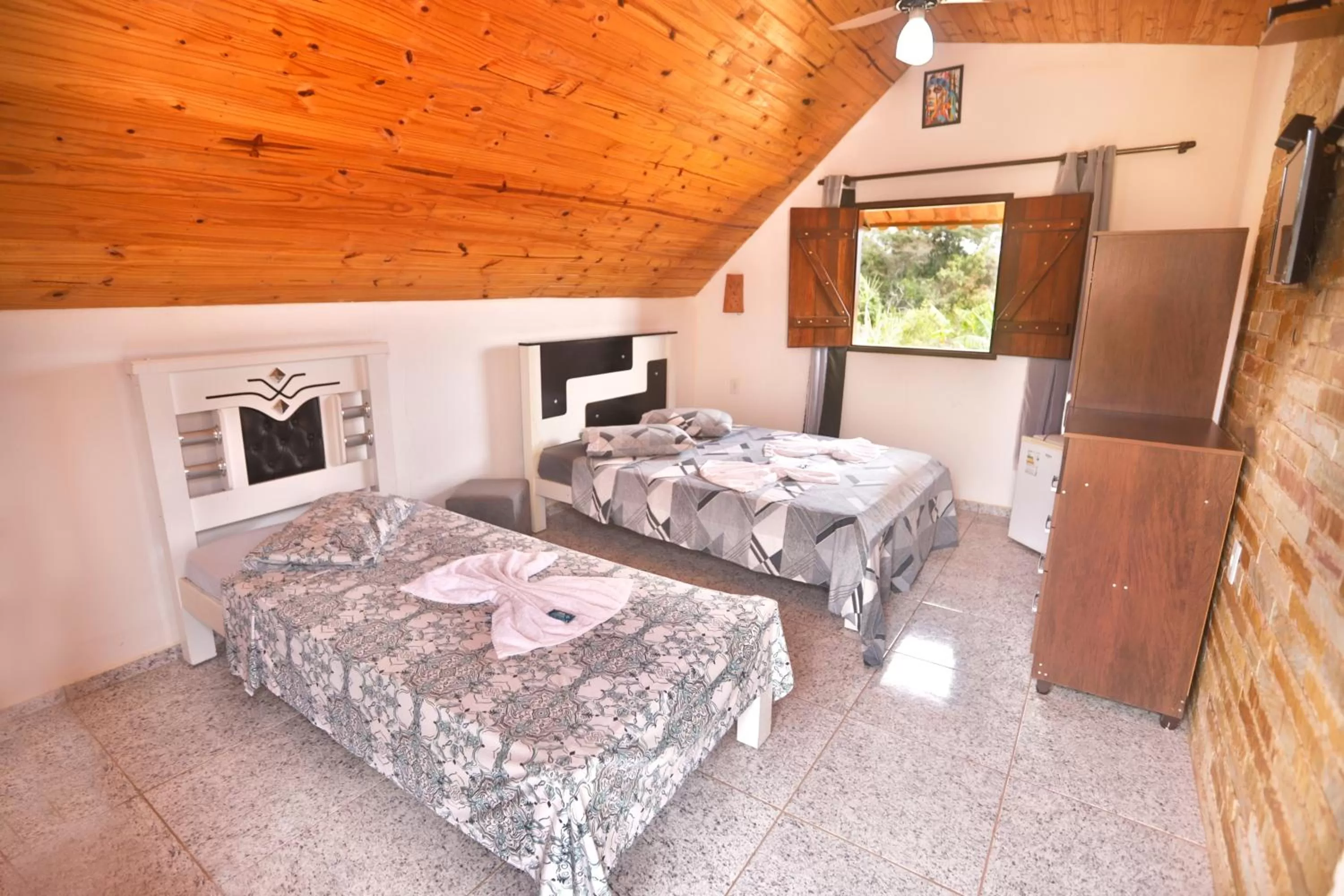 Bed in Pousada e Chales Por do Sol