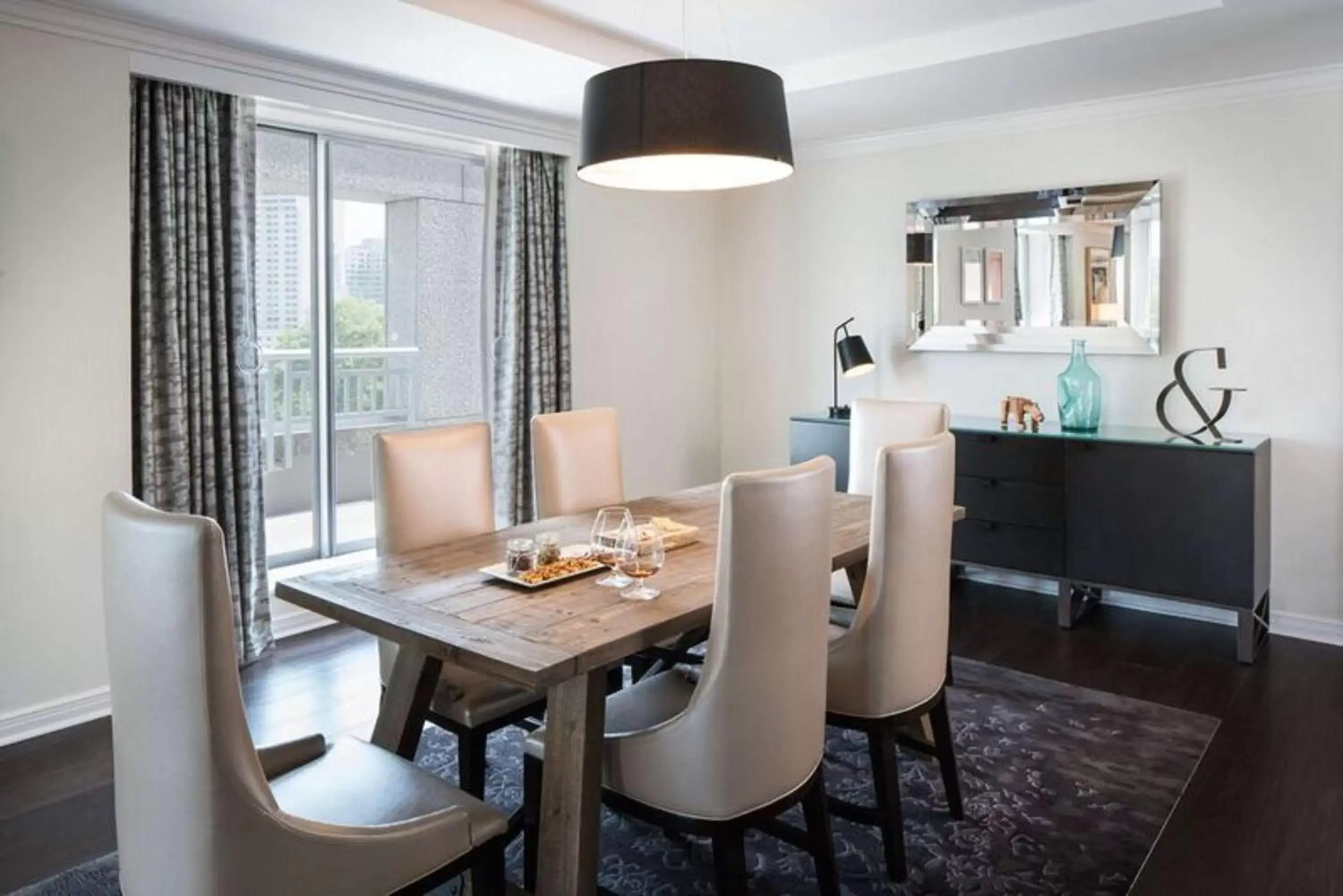 Bed, Dining Area in The Logan Philadelphia, Curio Collection by Hilton