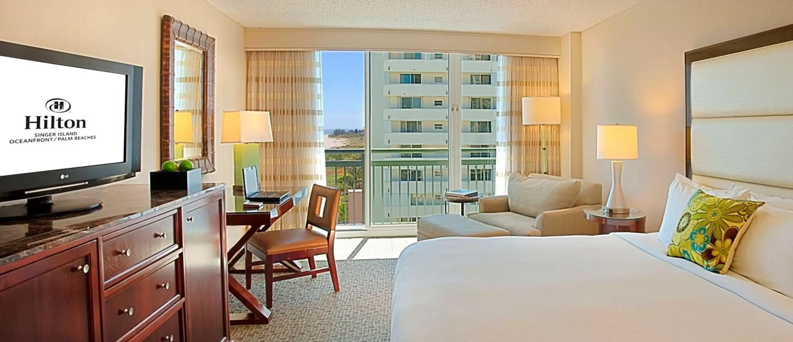 Bed, Seating Area in Hilton Singer Island Oceanfront Palm Beaches Resort
