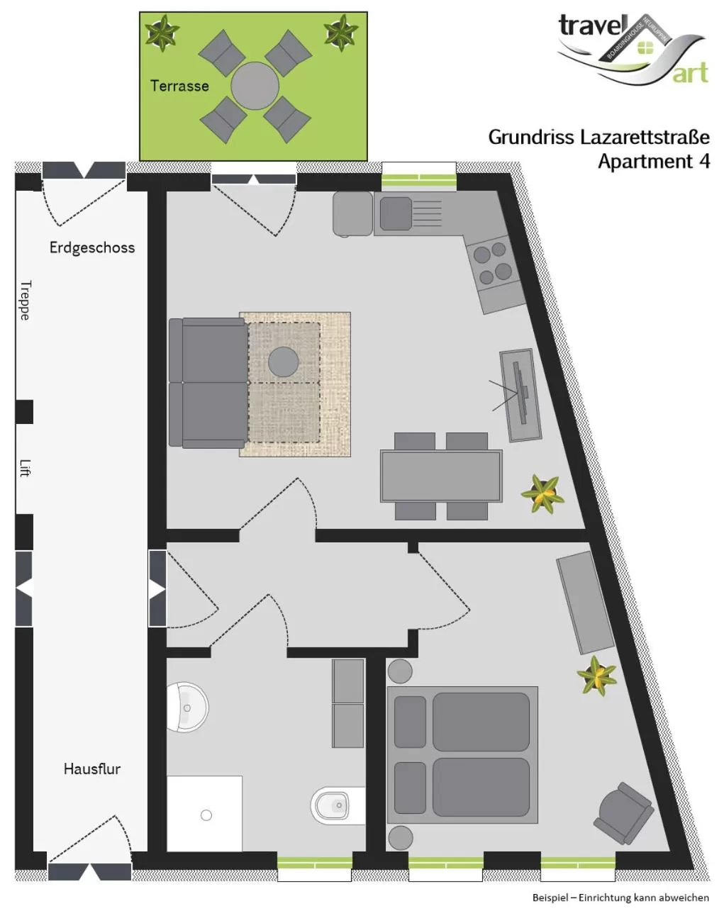 Floor plan in Travel Art Boardinghouse (Lazarettstr.)