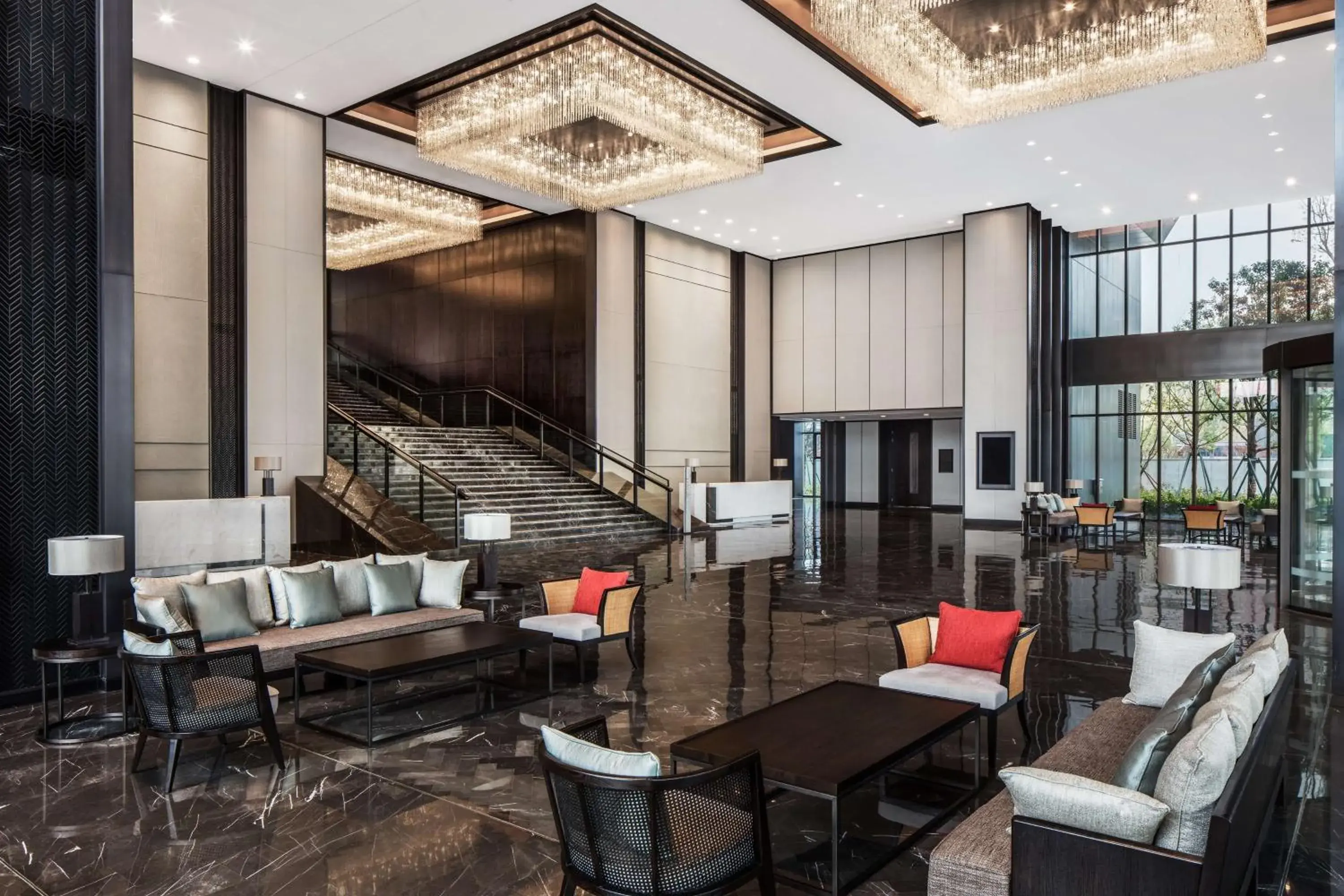 Lobby or reception, Restaurant/Places to Eat in Hilton Ningbo Dongqian Lake