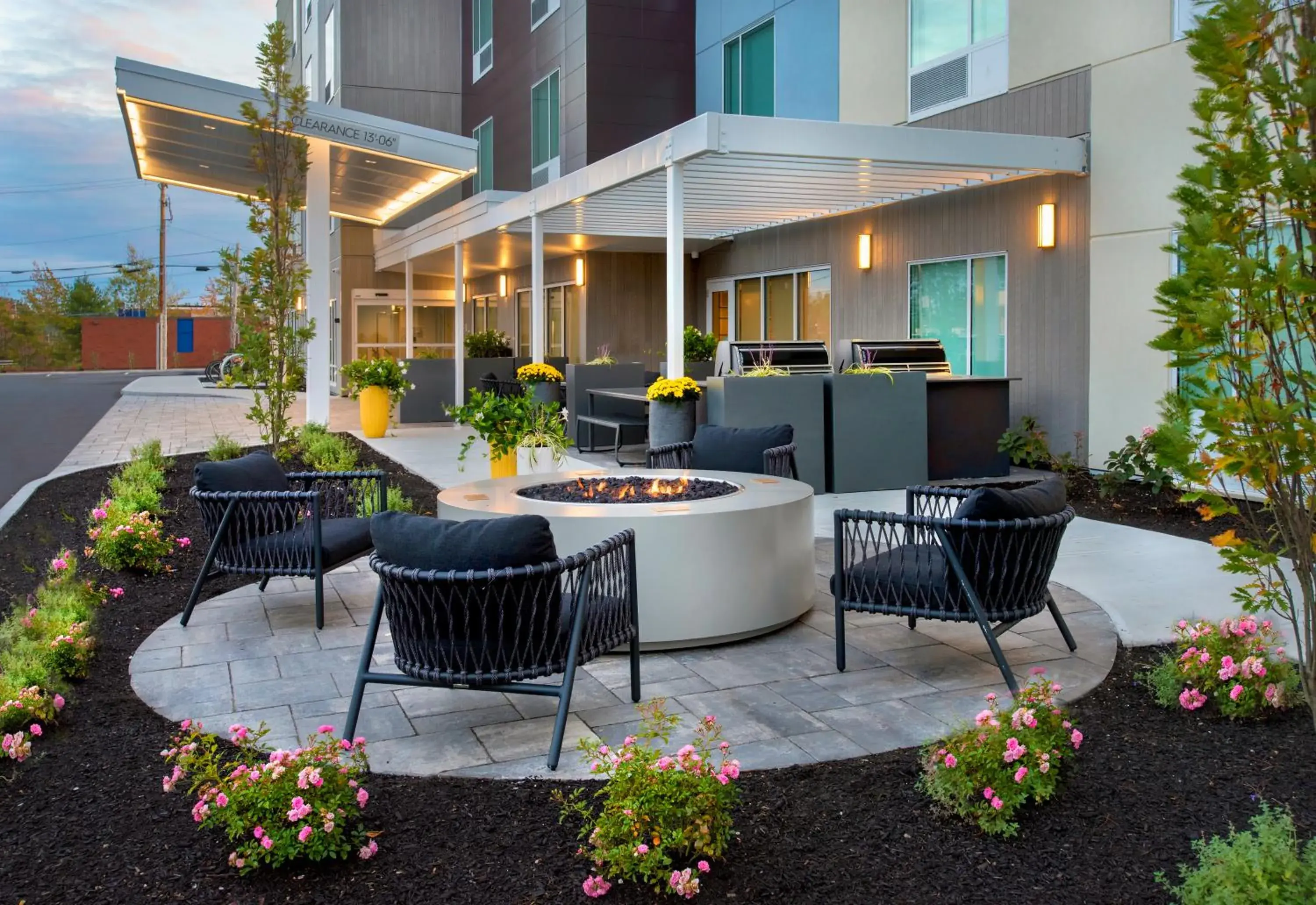 Patio in TownePlace Suites Portland Airport ME