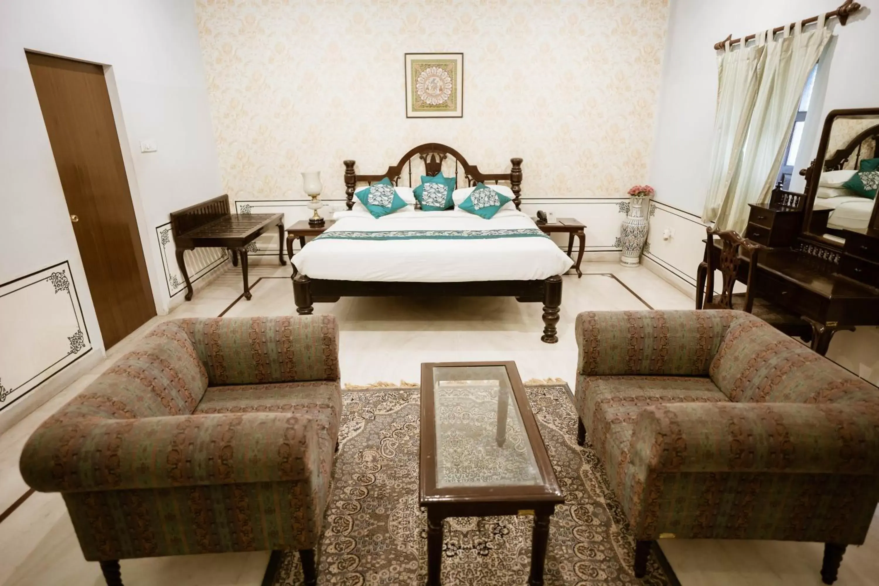 Bed in Khandela Haveli - a Boutique Heritage Hotel