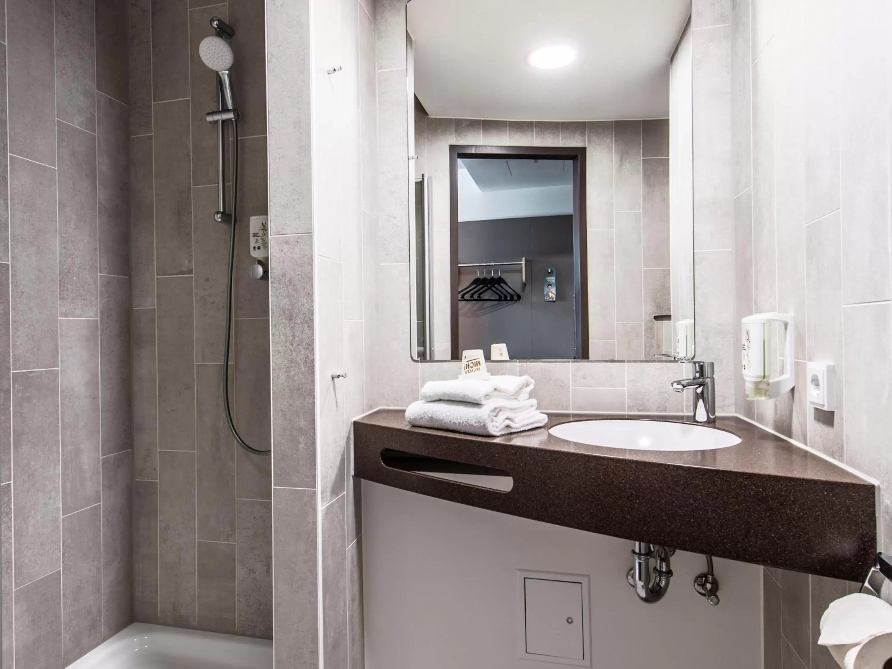 Shower, Bathroom in B&B Hotel Augsburg-Nord