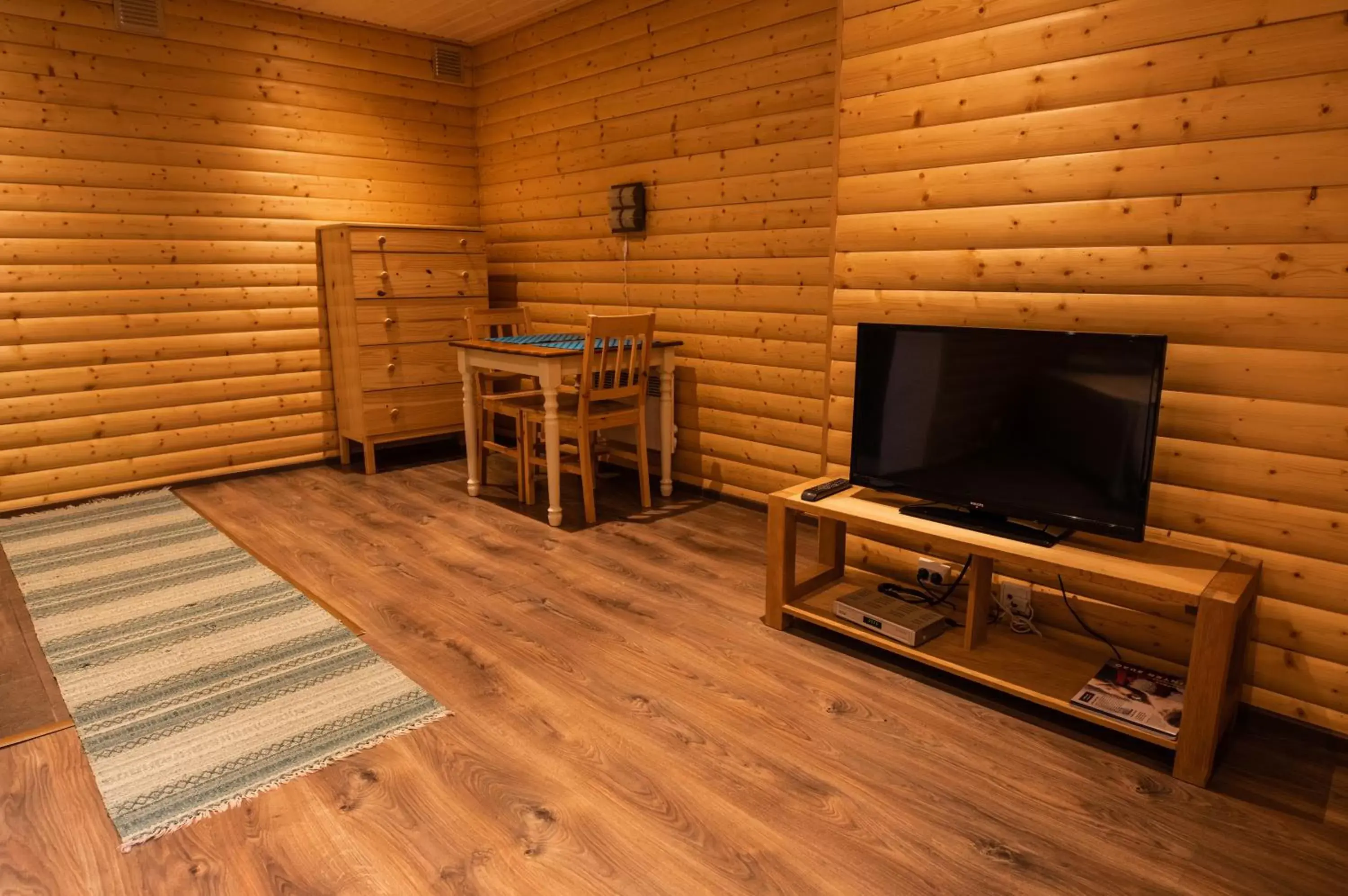 Kitchen or kitchenette, TV/Entertainment Center in Motelli Rovaniemi