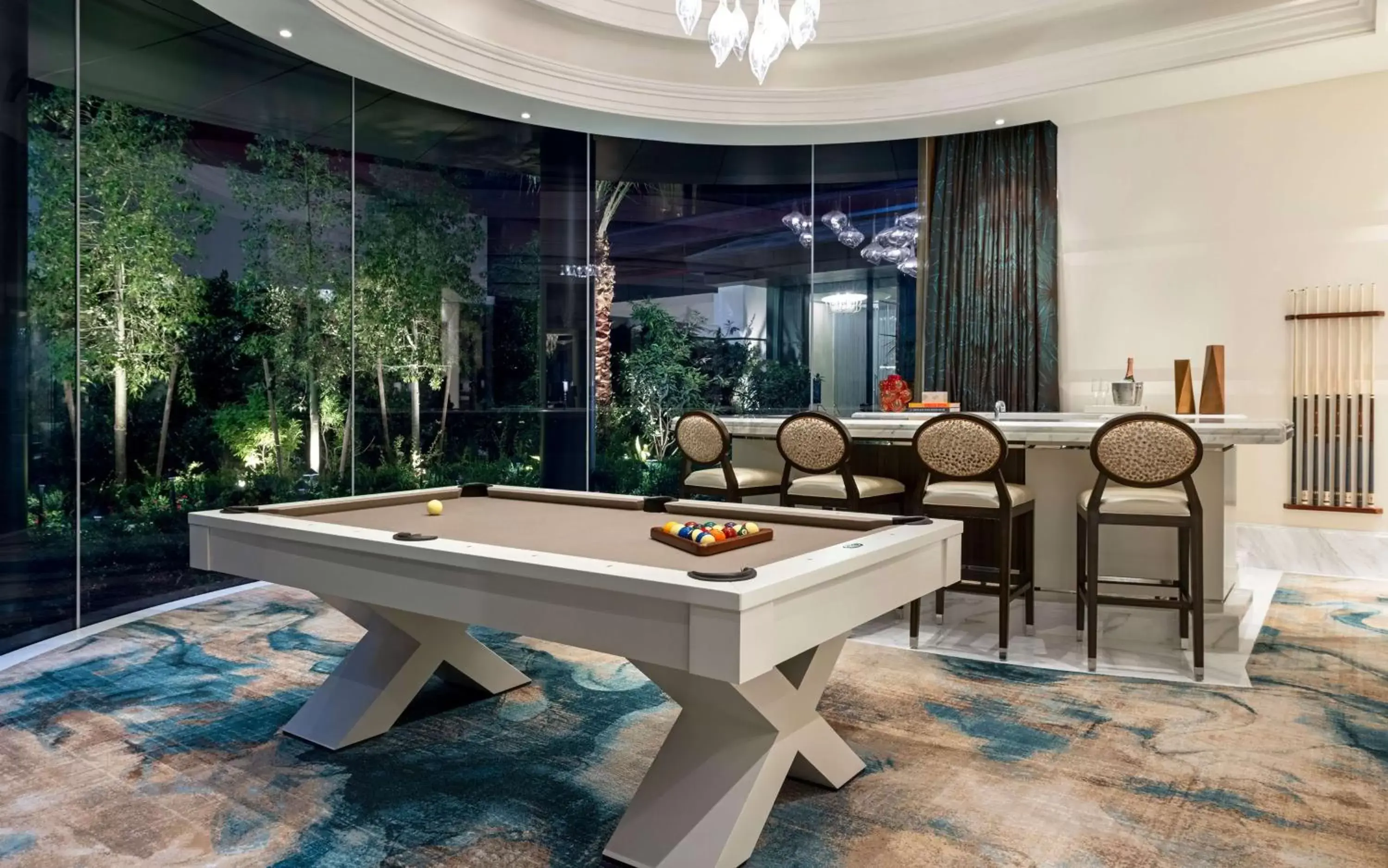 Living room, Billiards in Crockfords Las Vegas, LXR Hotels & Resorts at Resorts World