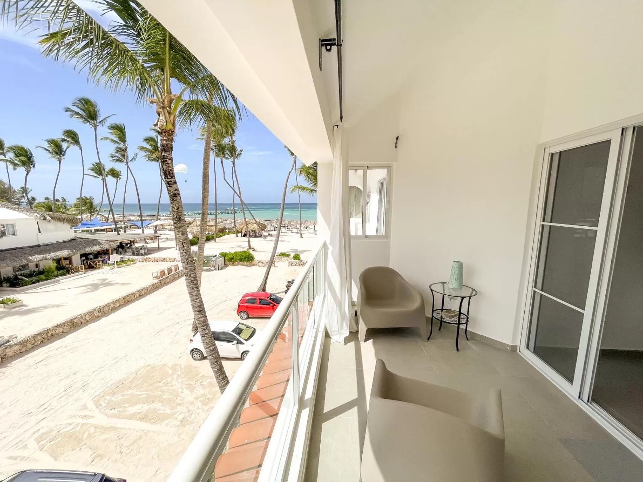 Patio, Balcony/Terrace in BEACH Condo-HOTEL with VILLAS & PRIVATE Apartments WIFI BBQ Beach CLUB & SPA