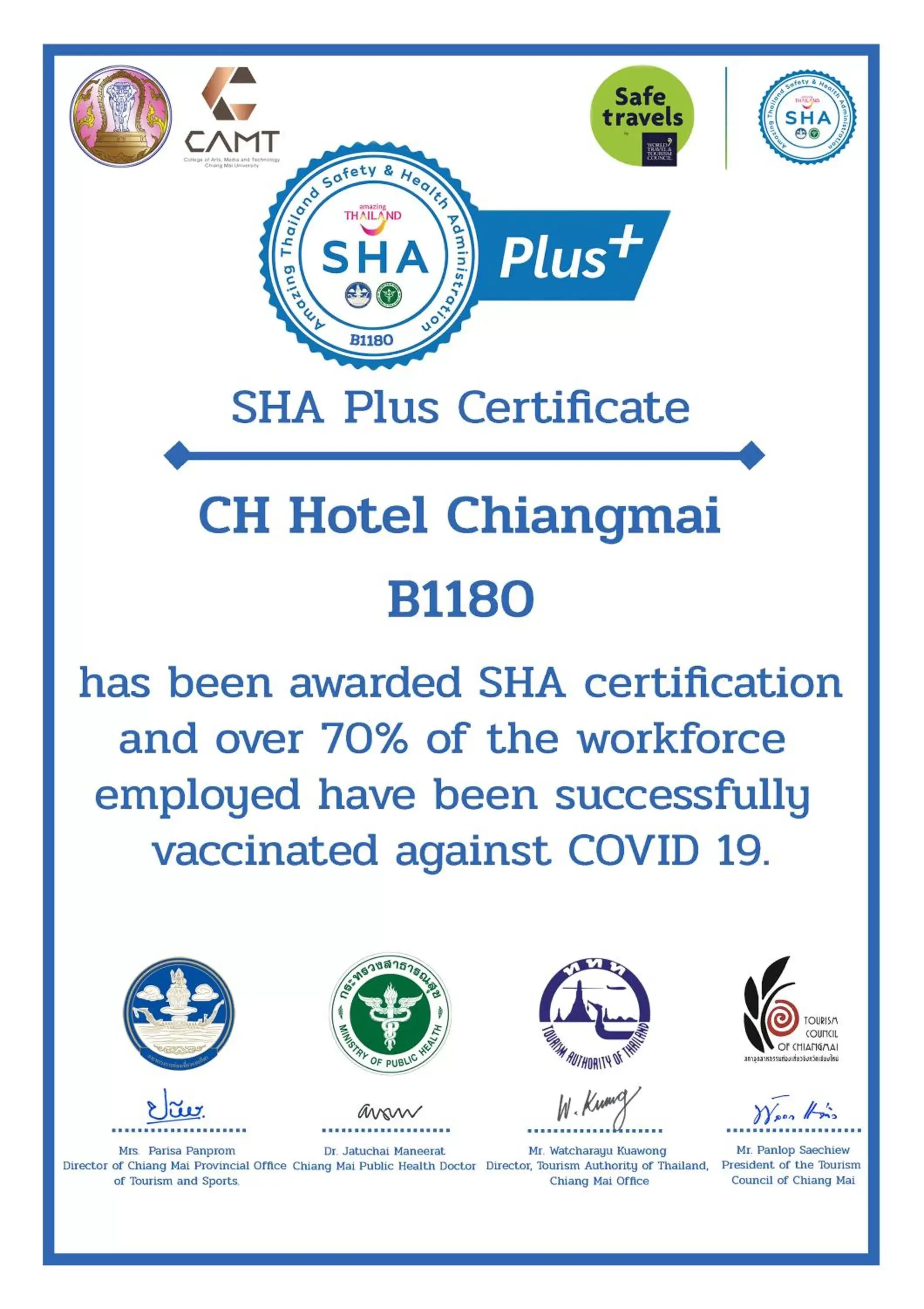 Certificate/Award in CH Hotel