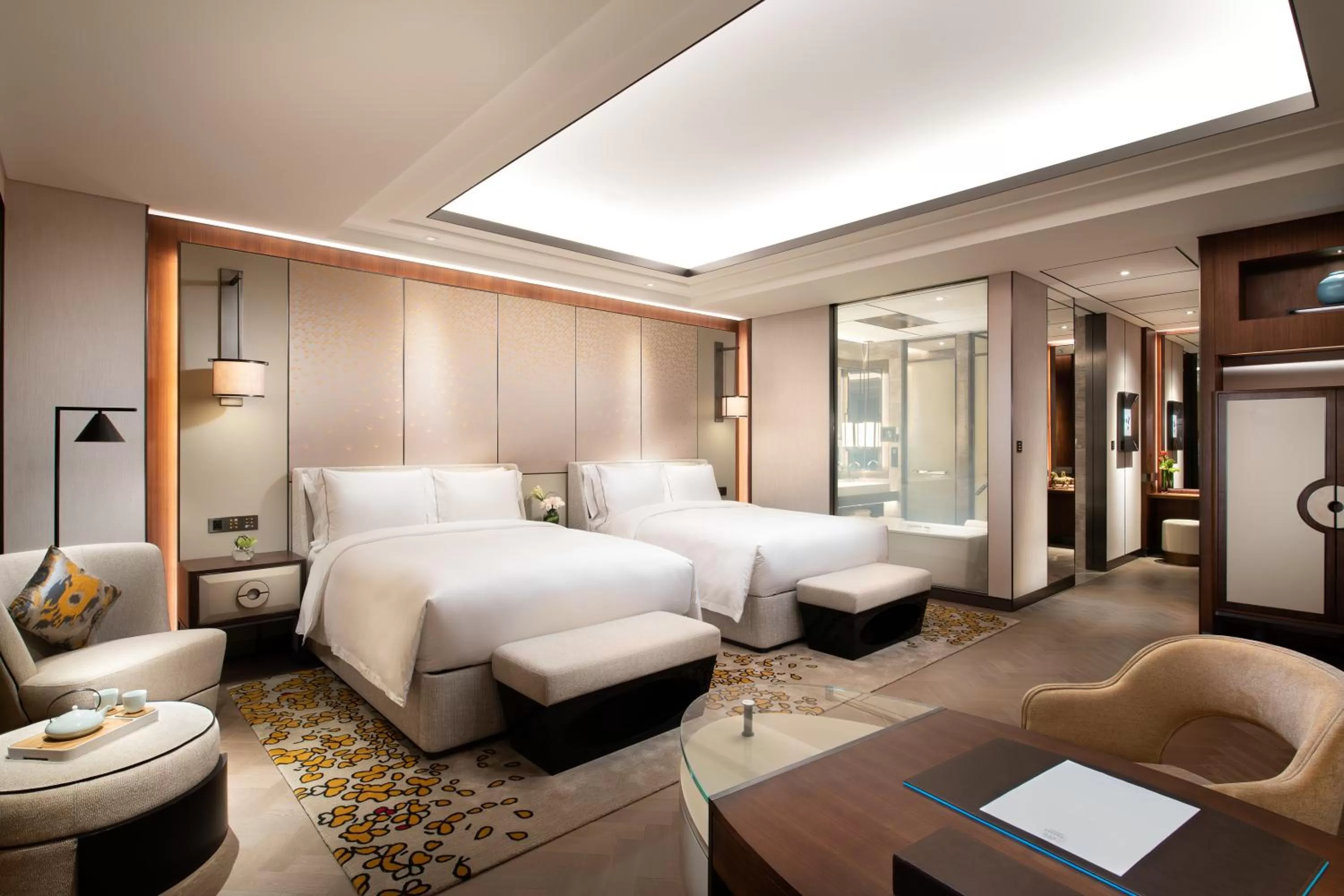 Bedroom, Bed in Raffles Shenzhen, Situated in the heart of One Shenzhen Bay, Book Now to Enjoy Free Minibar and Happy Hour Privileges at Long Bar on 71F