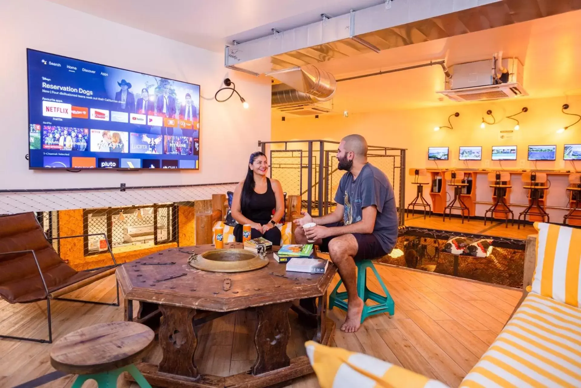 Communal lounge/ TV room in Villa Saint Exupery Beach Hostel