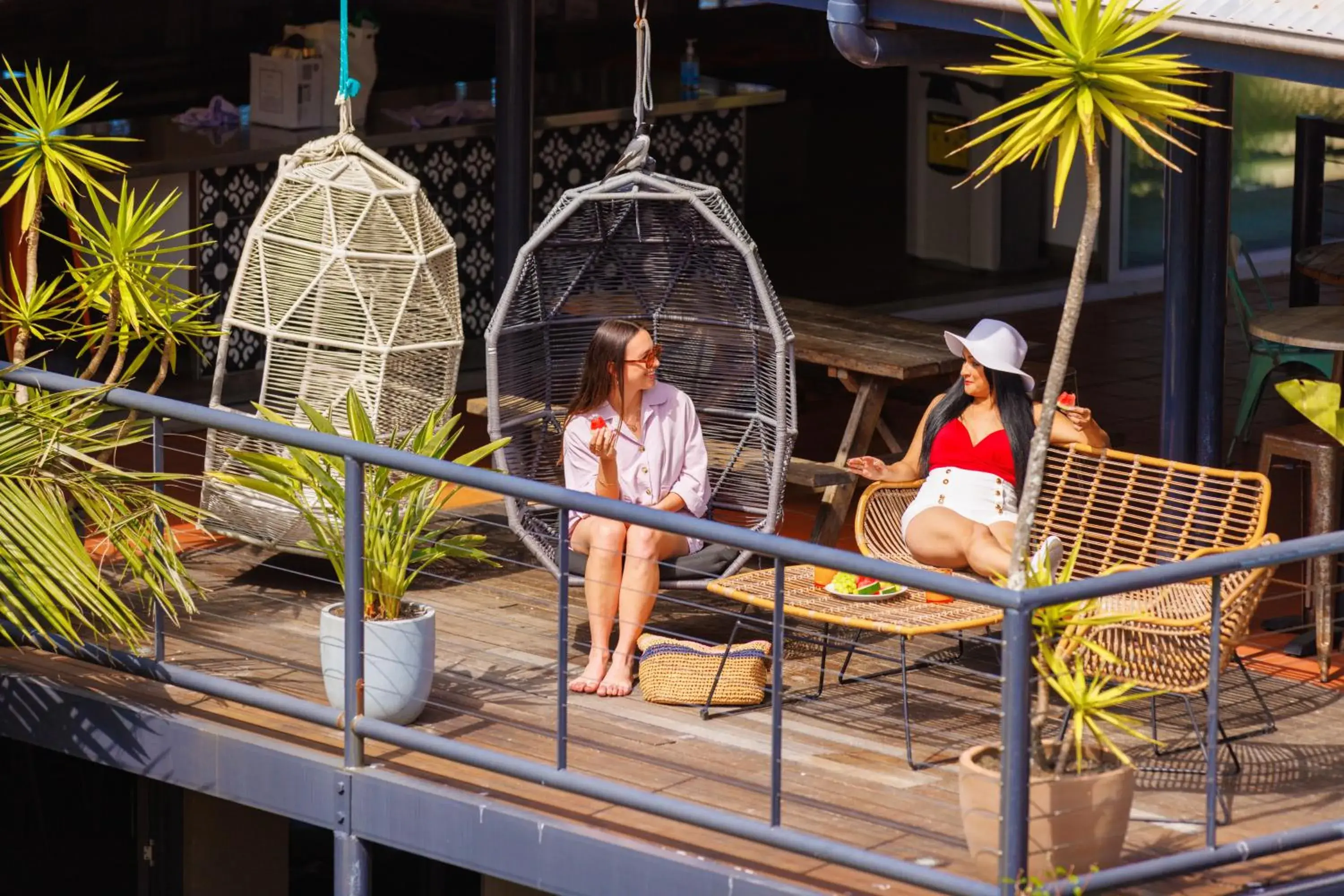 Seating area in YHA Byron Bay