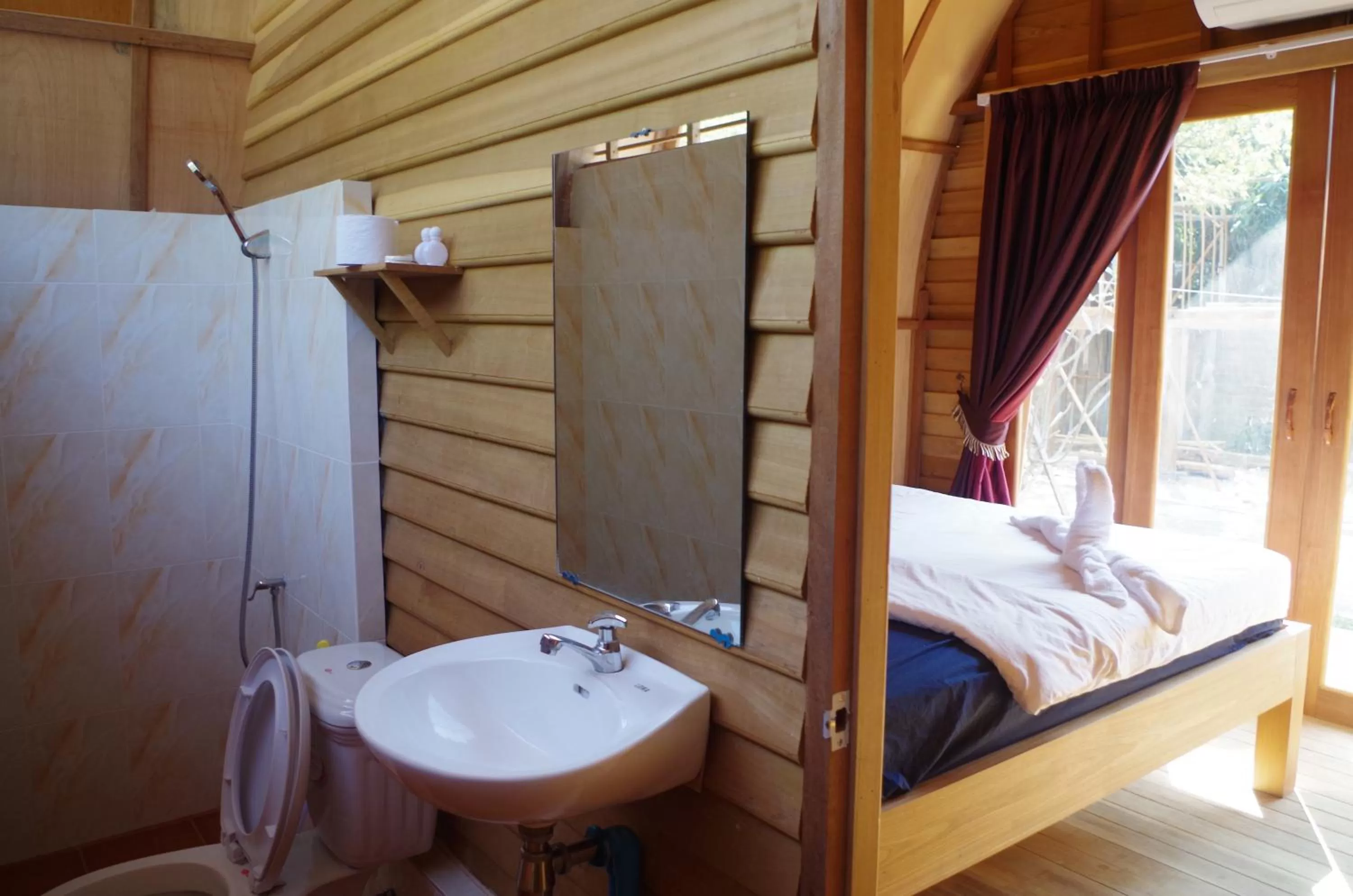Bathroom, Bed in Bamboo Bungalow