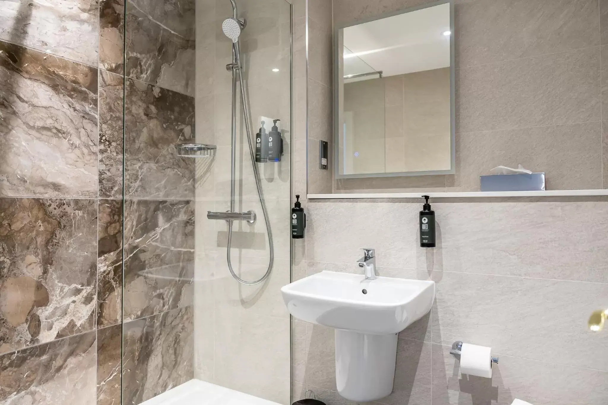 Shower, Bathroom in Trafford Hall Hotel Manchester, Trademark Collection by Wyndham