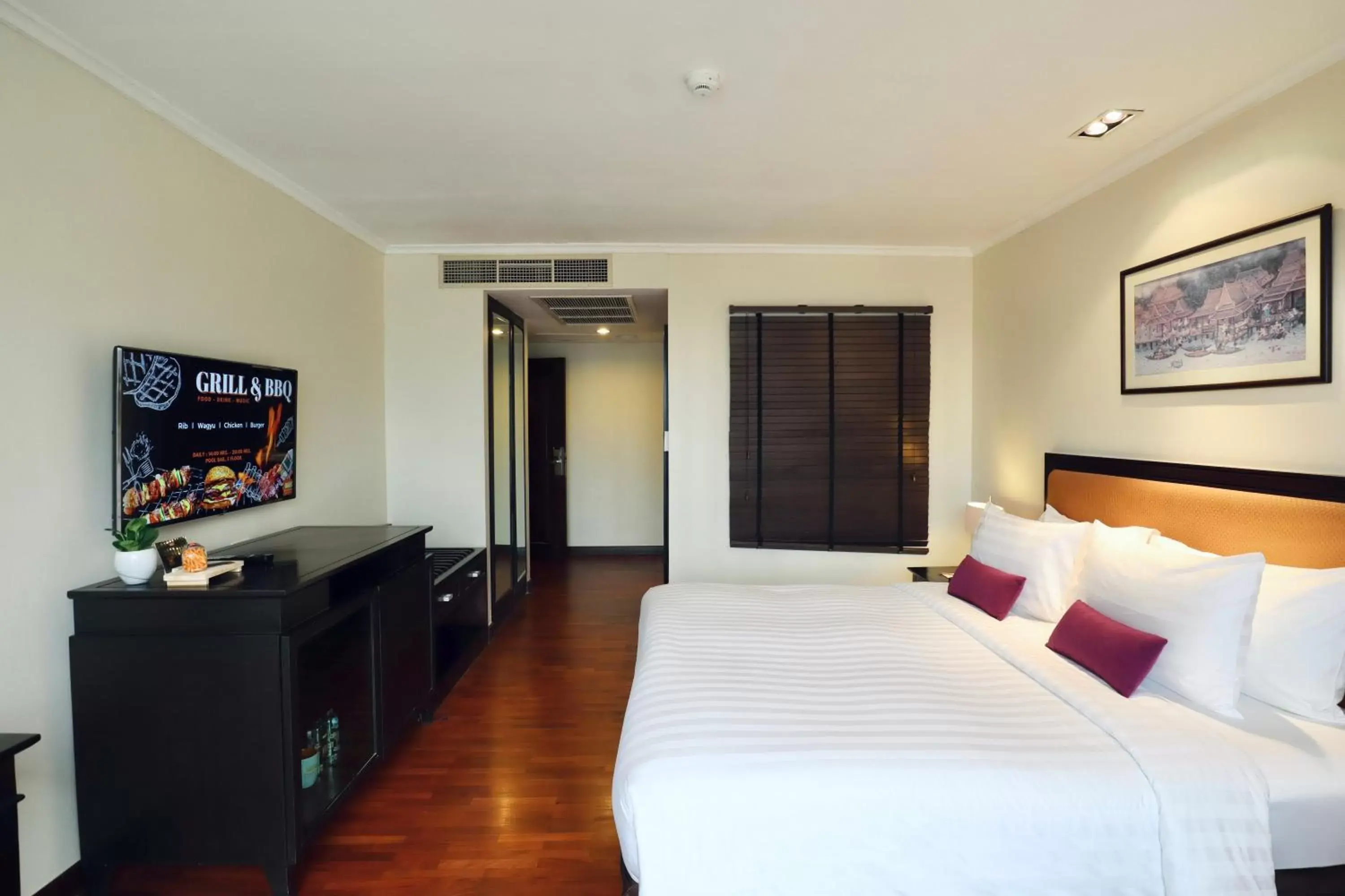 Bed, TV/Entertainment Center in Bandara Suites Silom, Bangkok - SHA Extra Plus