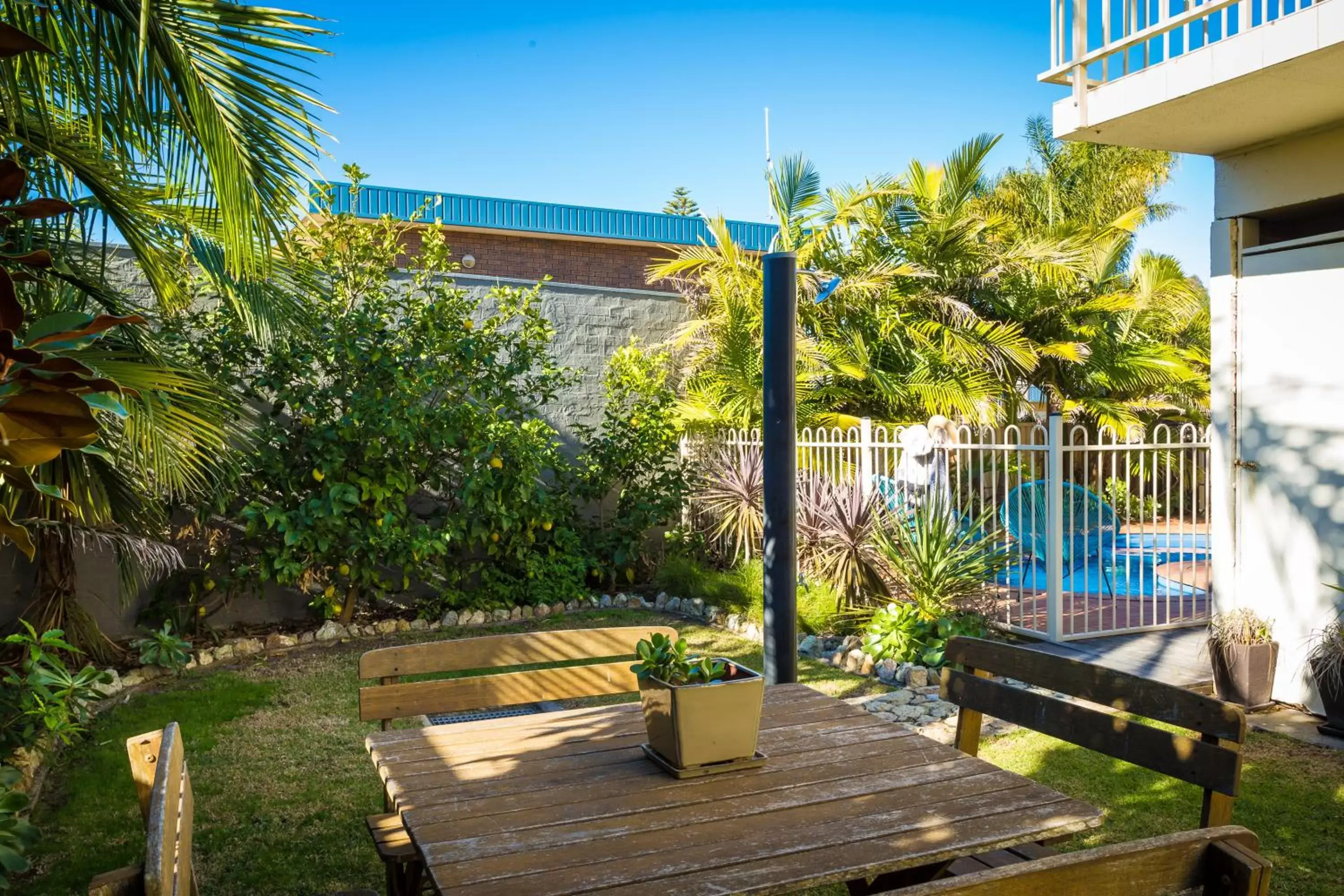 Garden view, Swimming Pool in Seashells Apartments Merimbula