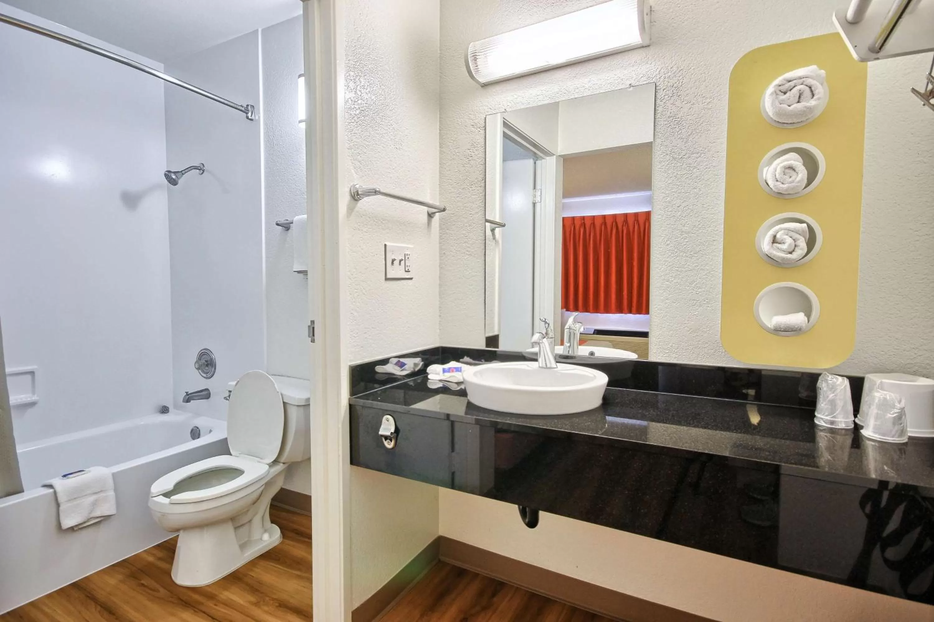 Bathroom in Motel 6-Fresno, CA - Blackstone South