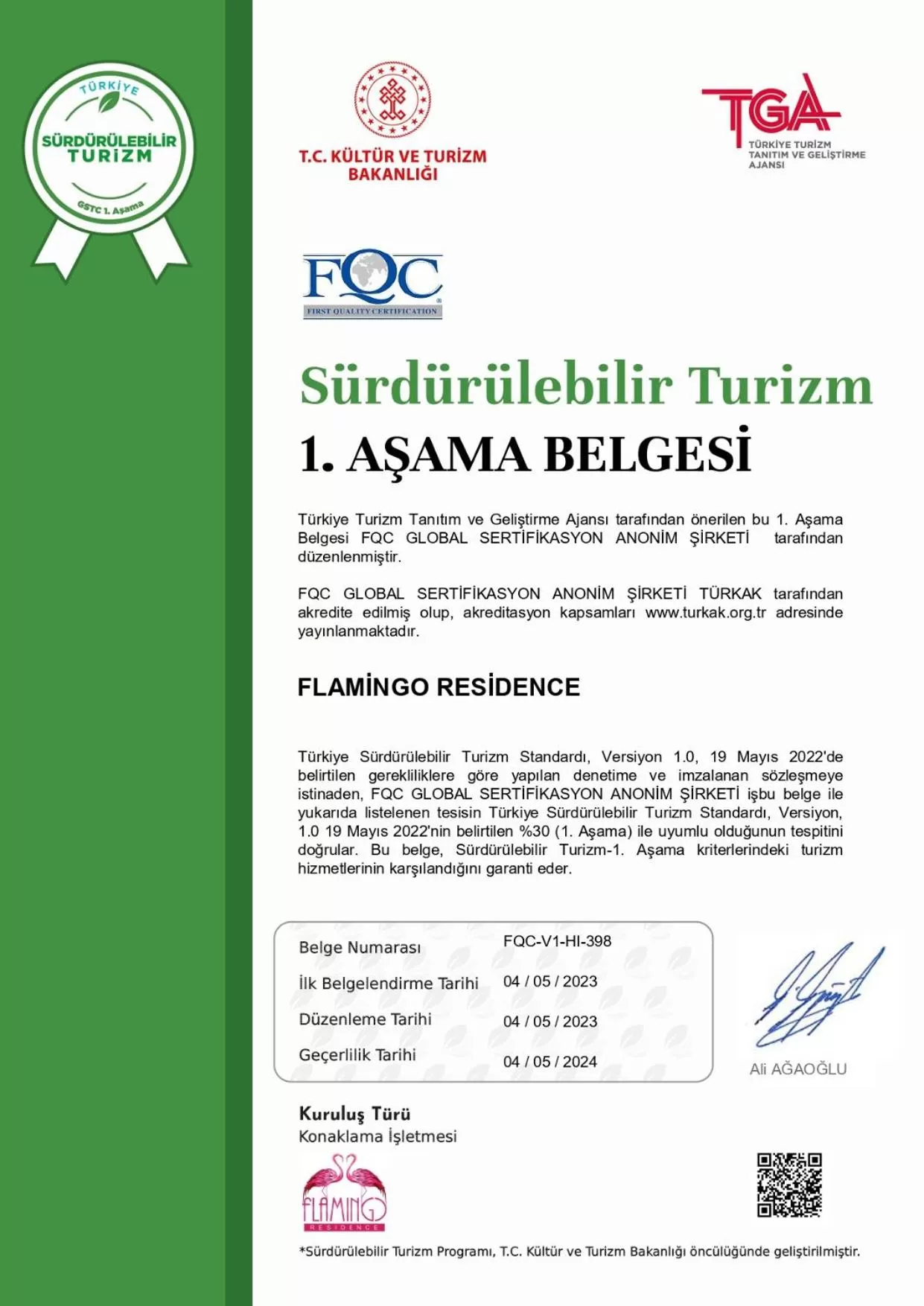 Logo/Certificate/Sign in Flamingo Residence