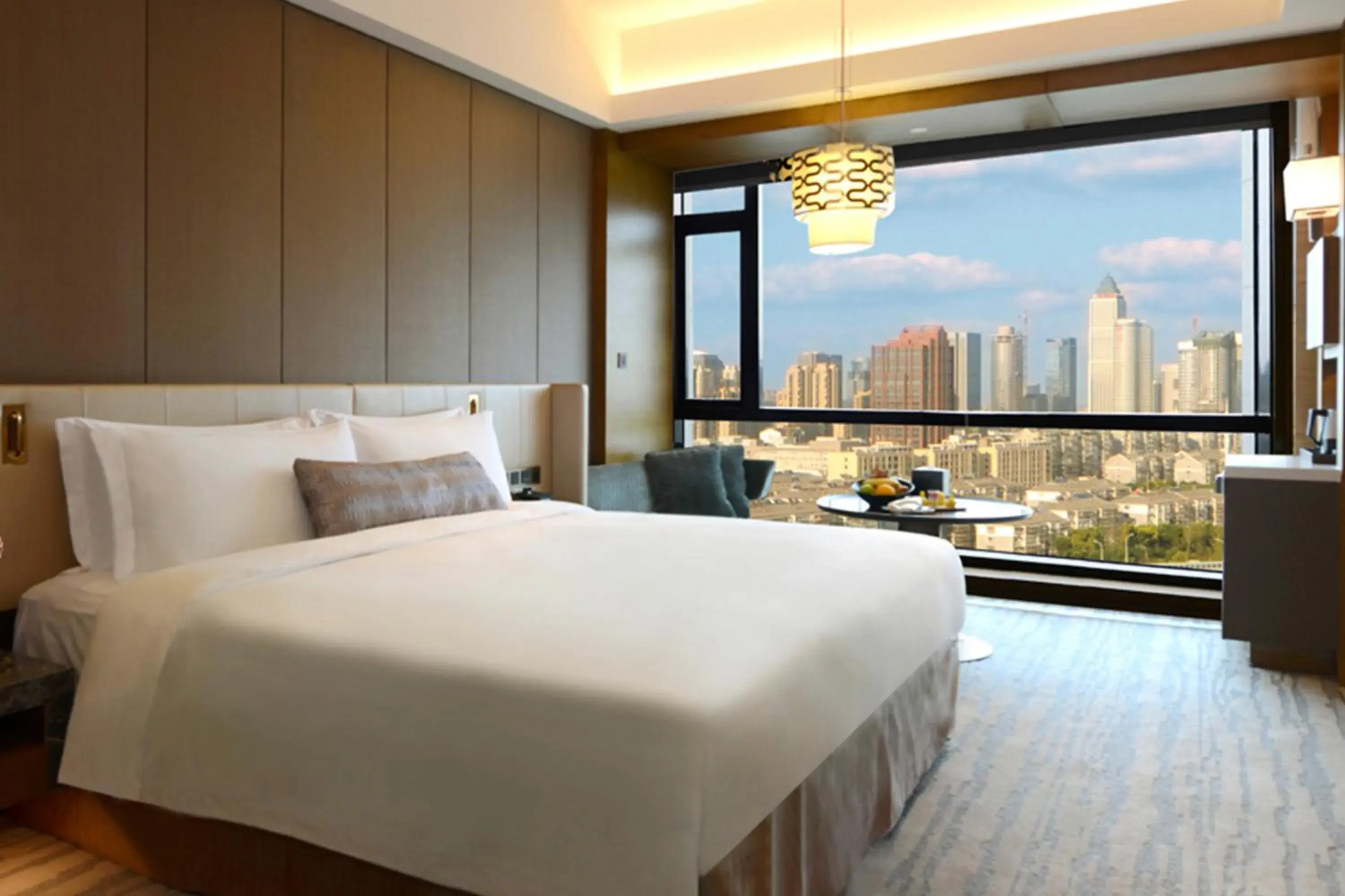 Bed in InterContinental Nantong, an IHG Hotel-Best view of yangtze