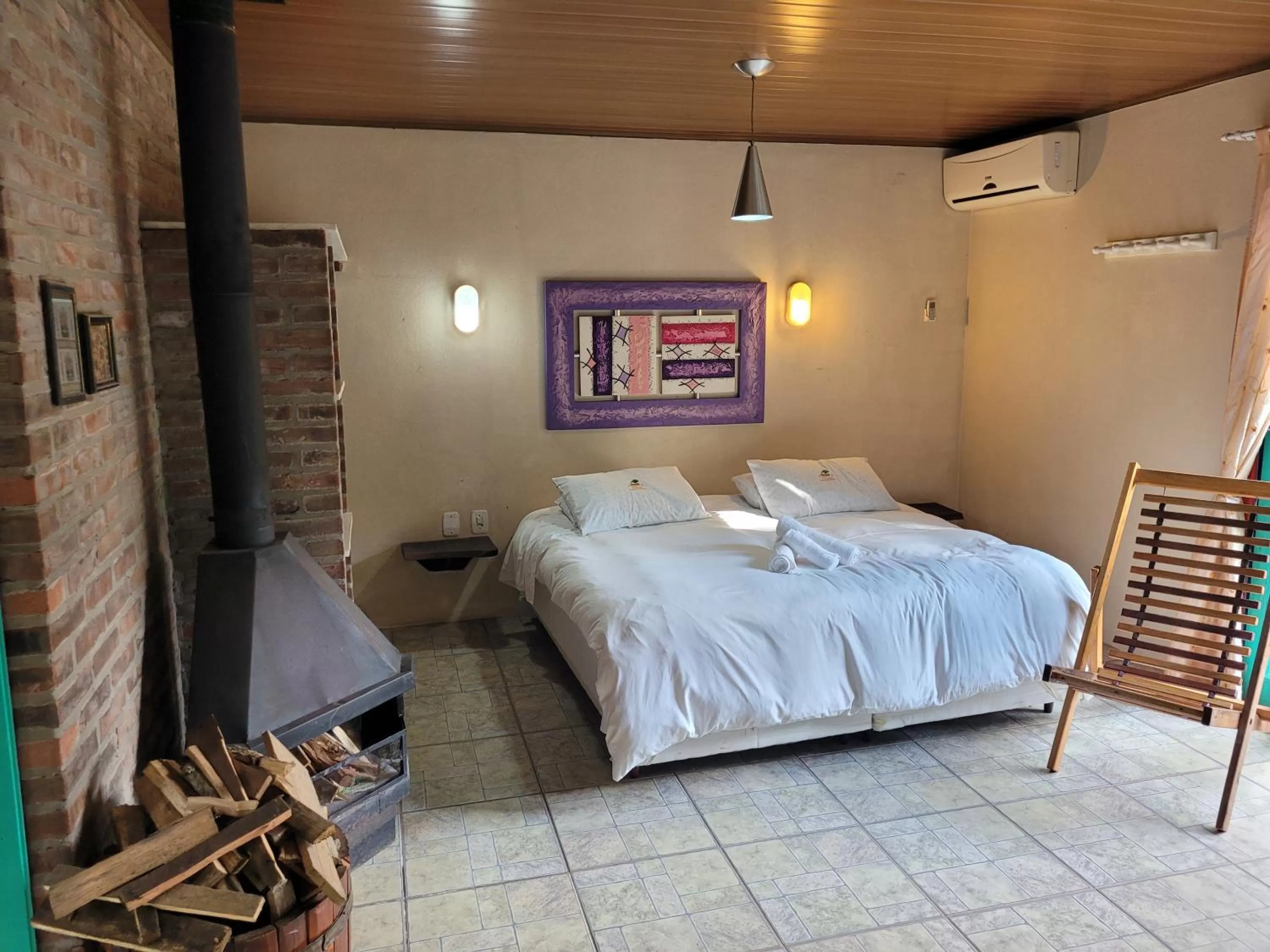 Bed in Pousada da Chacara