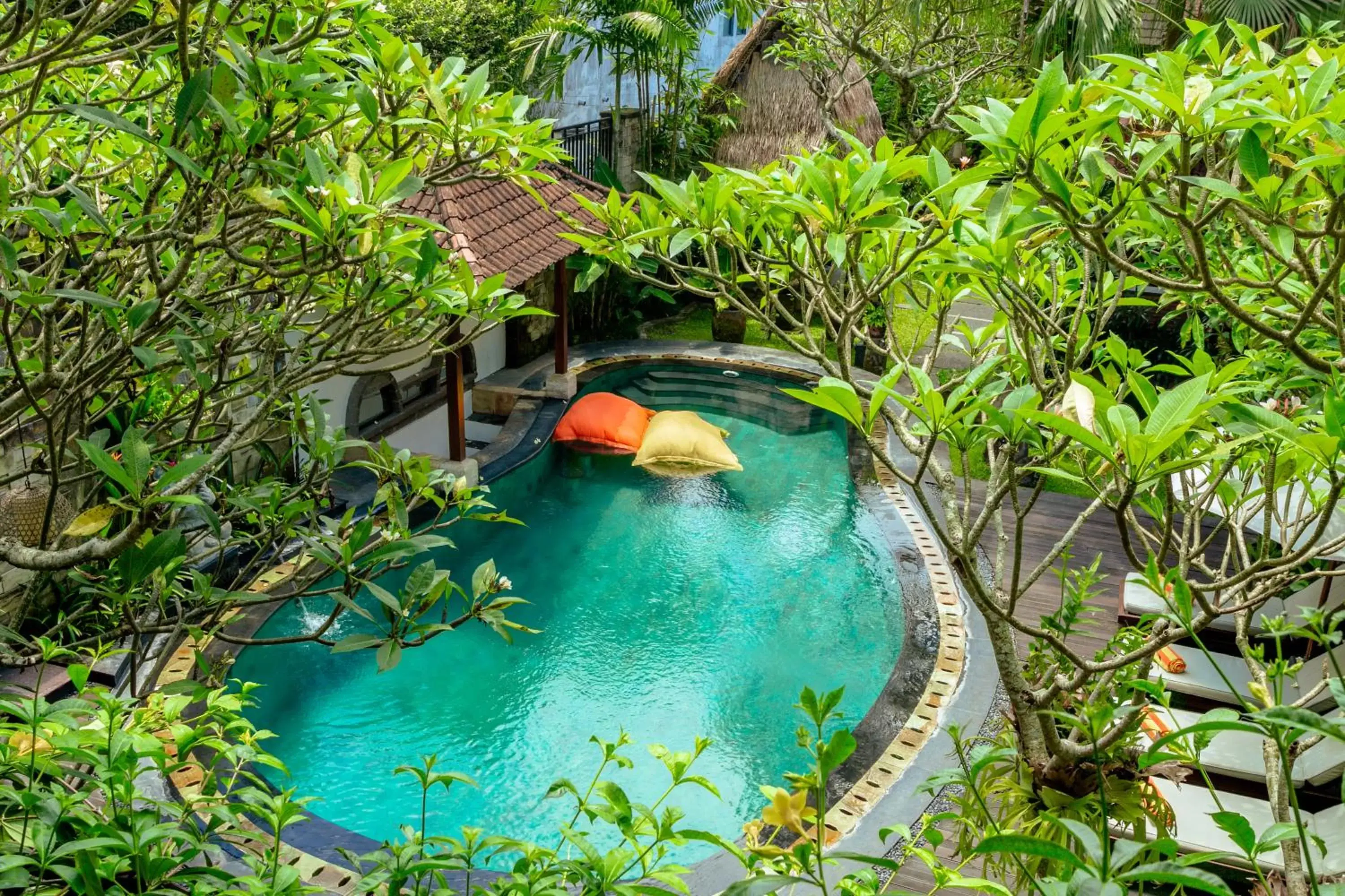 Pool view in Lumbung Sari Ubud Hotel - CHSE Certified Pool view in Lumbung Sari Ubud Hotel - CHSE Certified