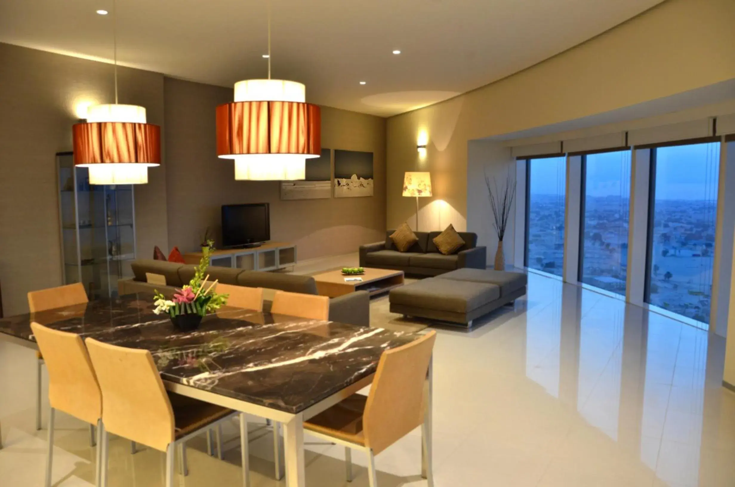 Living room, Dining Area in Ascott Park Place Dubai