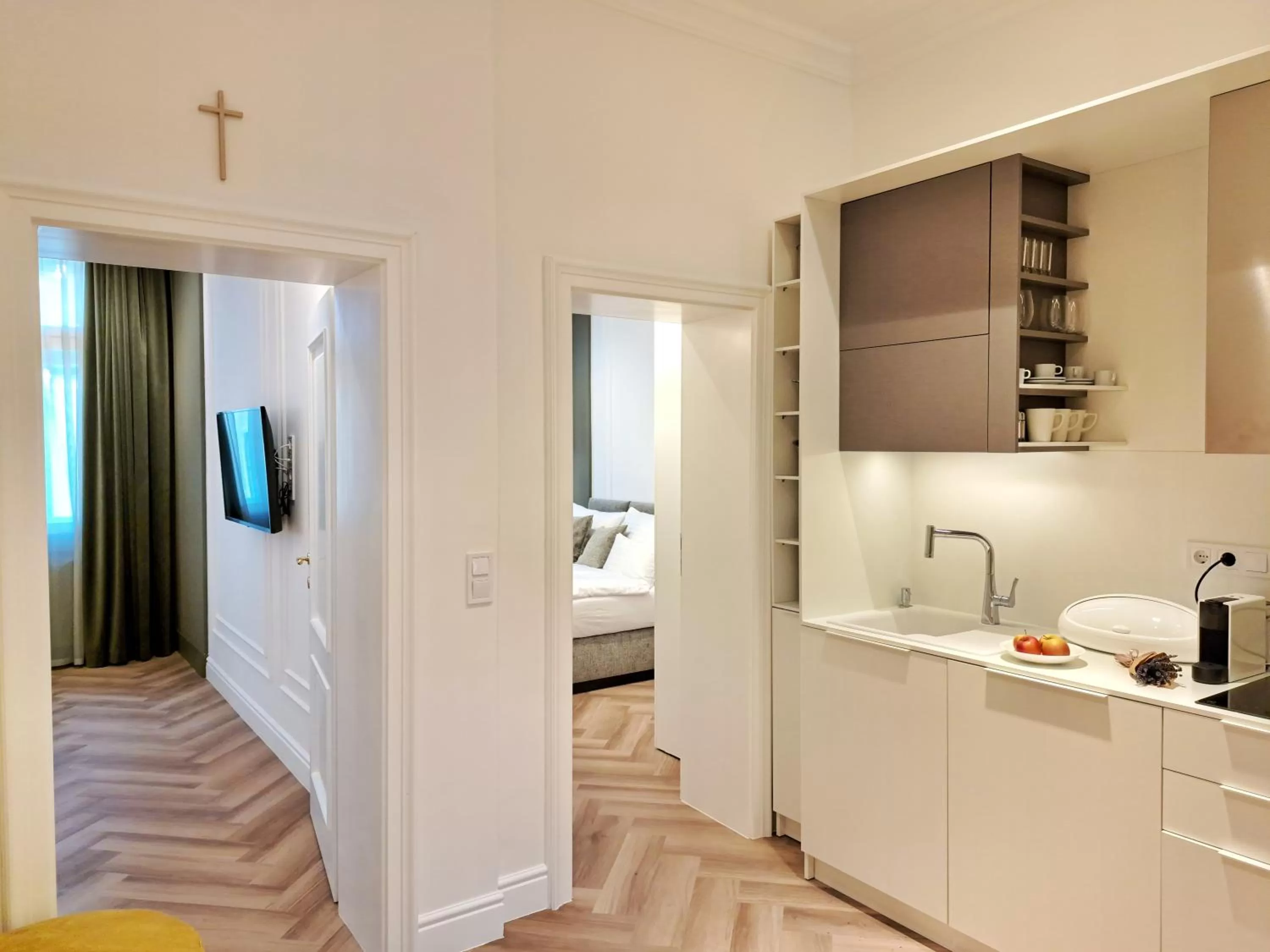 Kitchen or kitchenette, Bed in Hotel Domus Collis