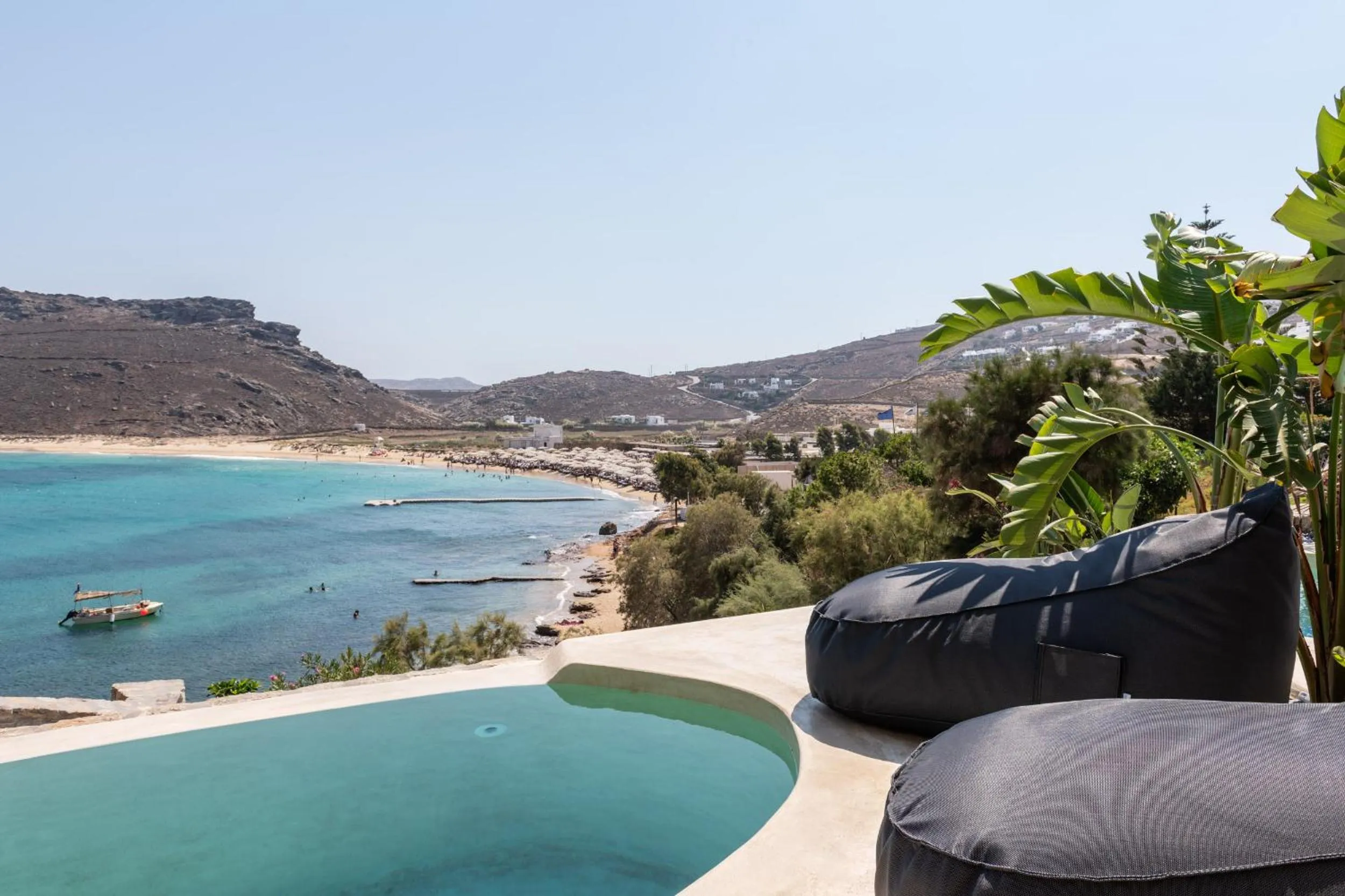 Pool view in Panormos Village Hotel