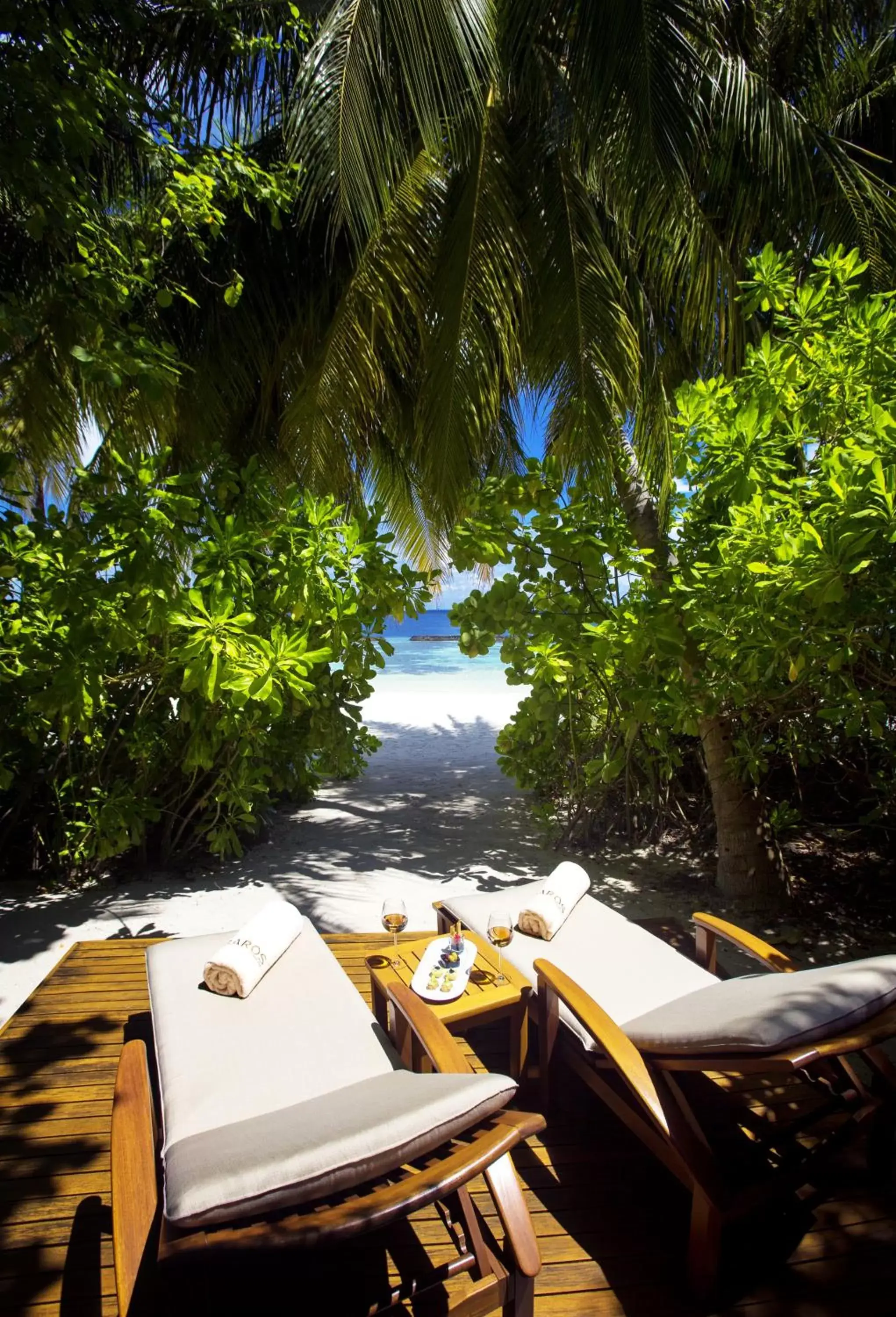 Patio, View in Baros Maldives